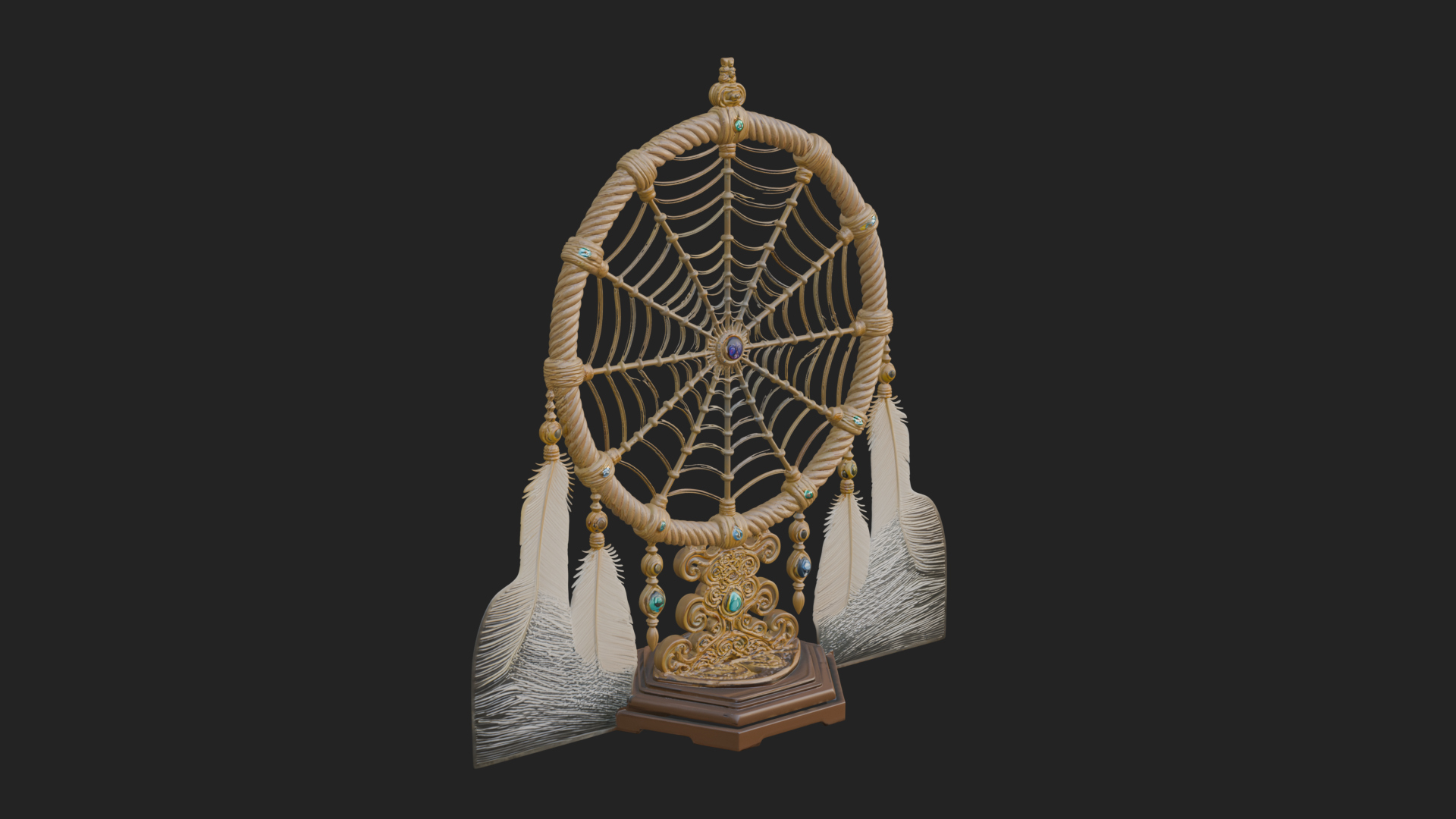 Carved Dream Catcher Ornament Design 4 3D Print Model 3D Model