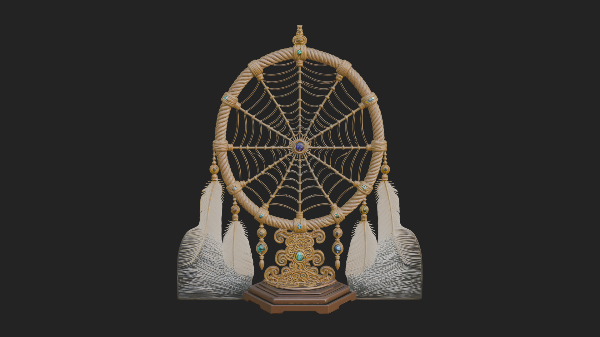 Carved Dream Catcher Ornament Design 4 3D Print Model 3D Model