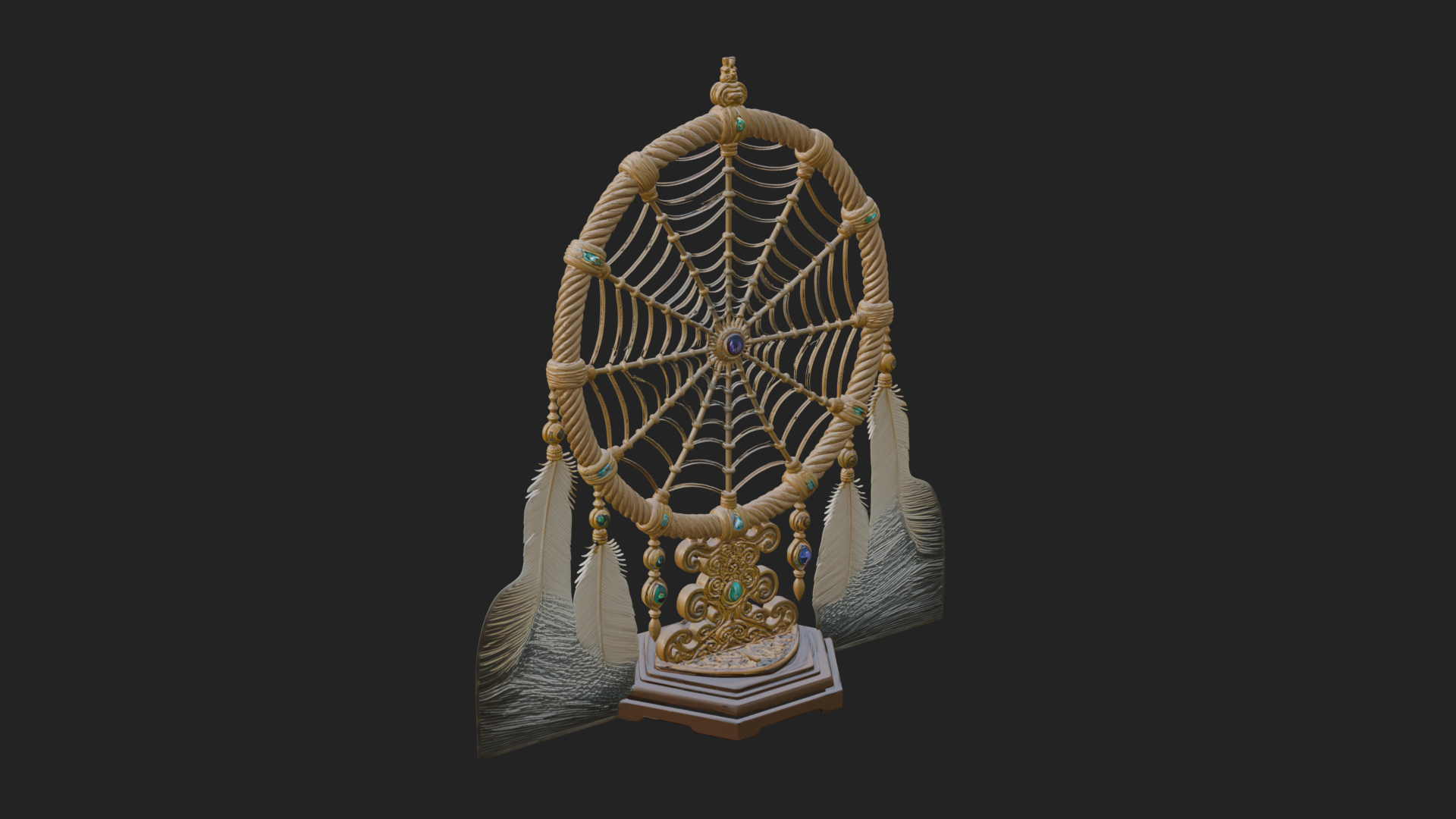 Carved Dream Catcher Ornament Design 4 3D Print Model 3D Model