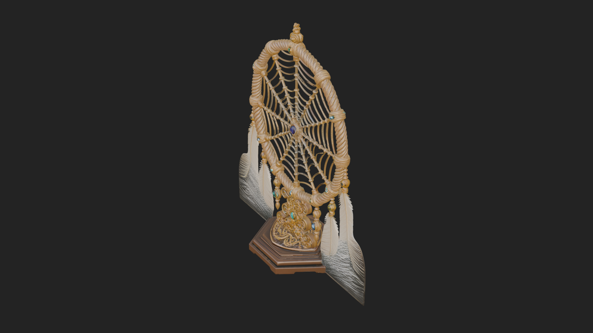 Carved Dream Catcher Ornament Design 4 3D Print Model 3D Model