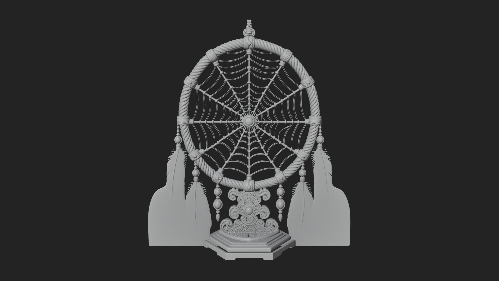 Carved Dream Catcher Ornament Design 4 3D Print Model 3D Model