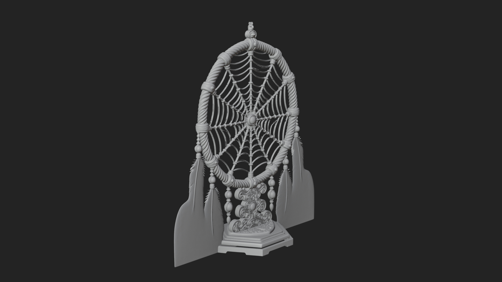 Carved Dream Catcher Ornament Design 4 3D Print Model 3D Model