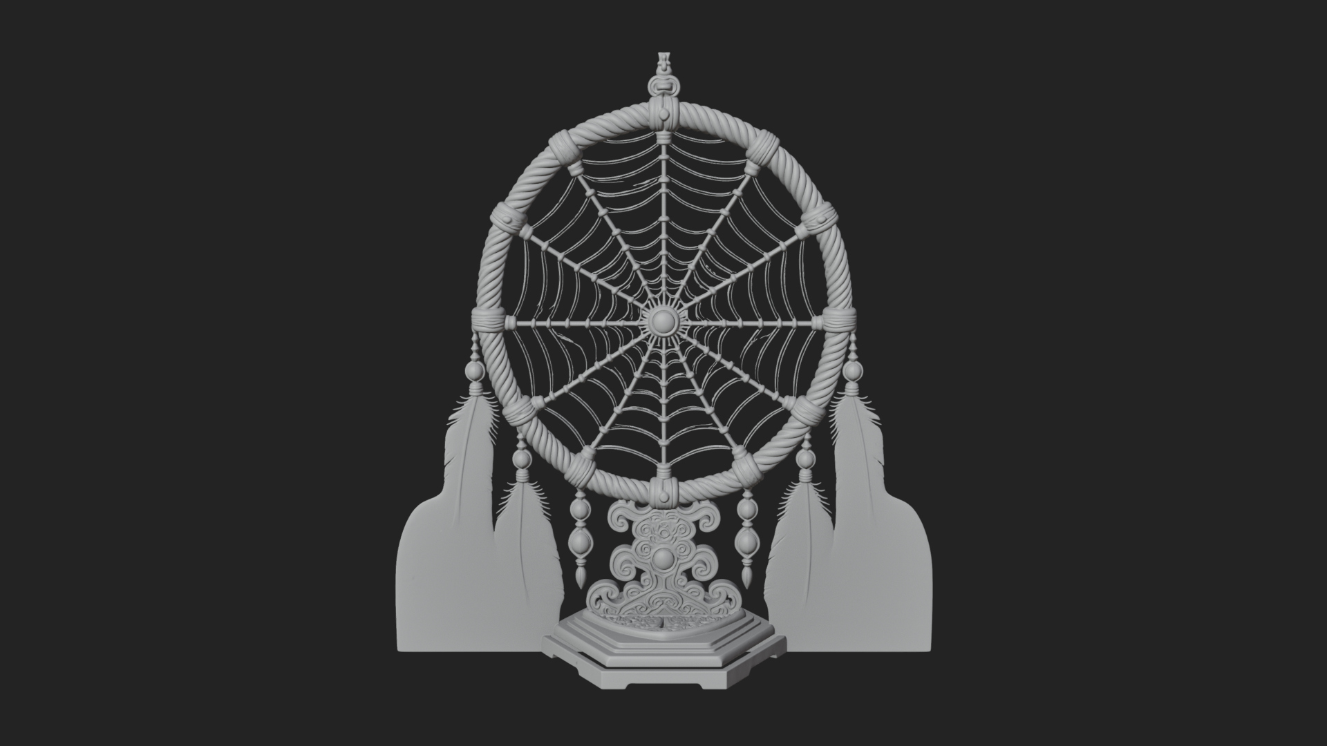 Carved Dream Catcher Ornament Design 4 3D Print Model 3D Model