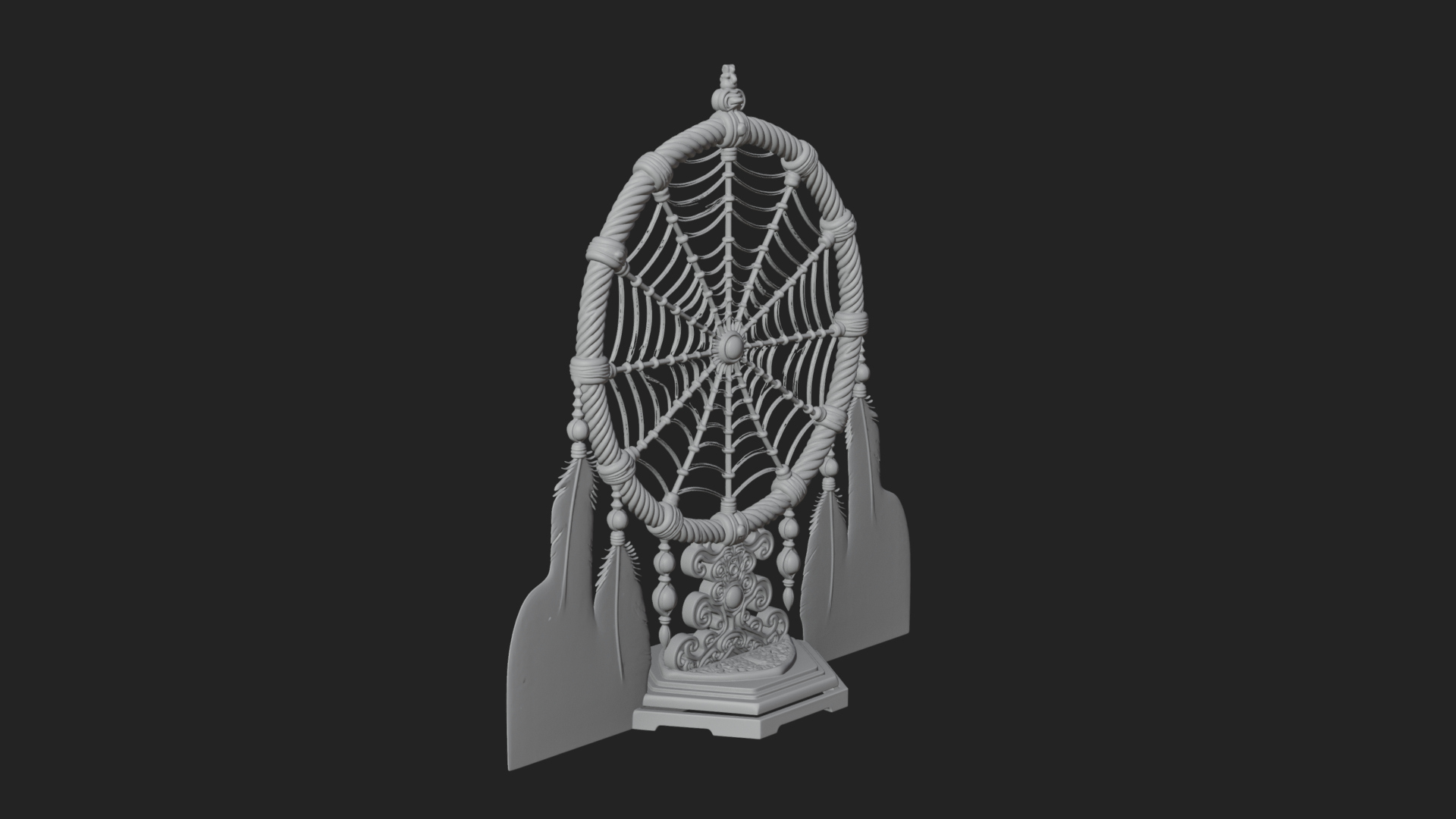 Carved Dream Catcher Ornament Design 4 3D Print Model 3D Model