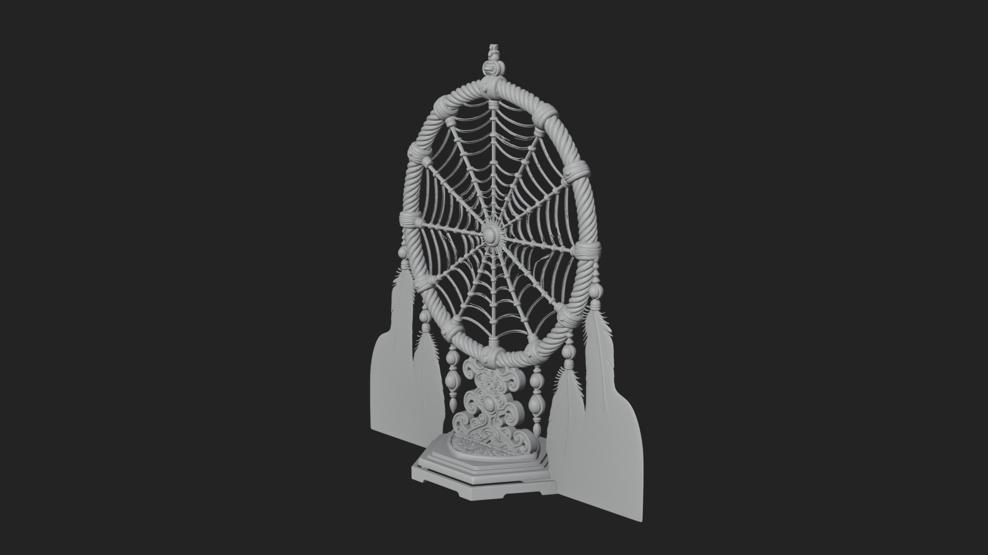 Carved Dream Catcher Ornament Design 4 3D Print Model 3D Model