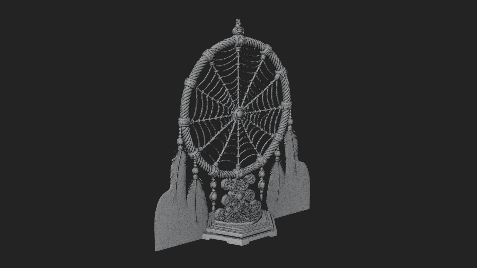Carved Dream Catcher Ornament Design 4 3D Print Model 3D Model
