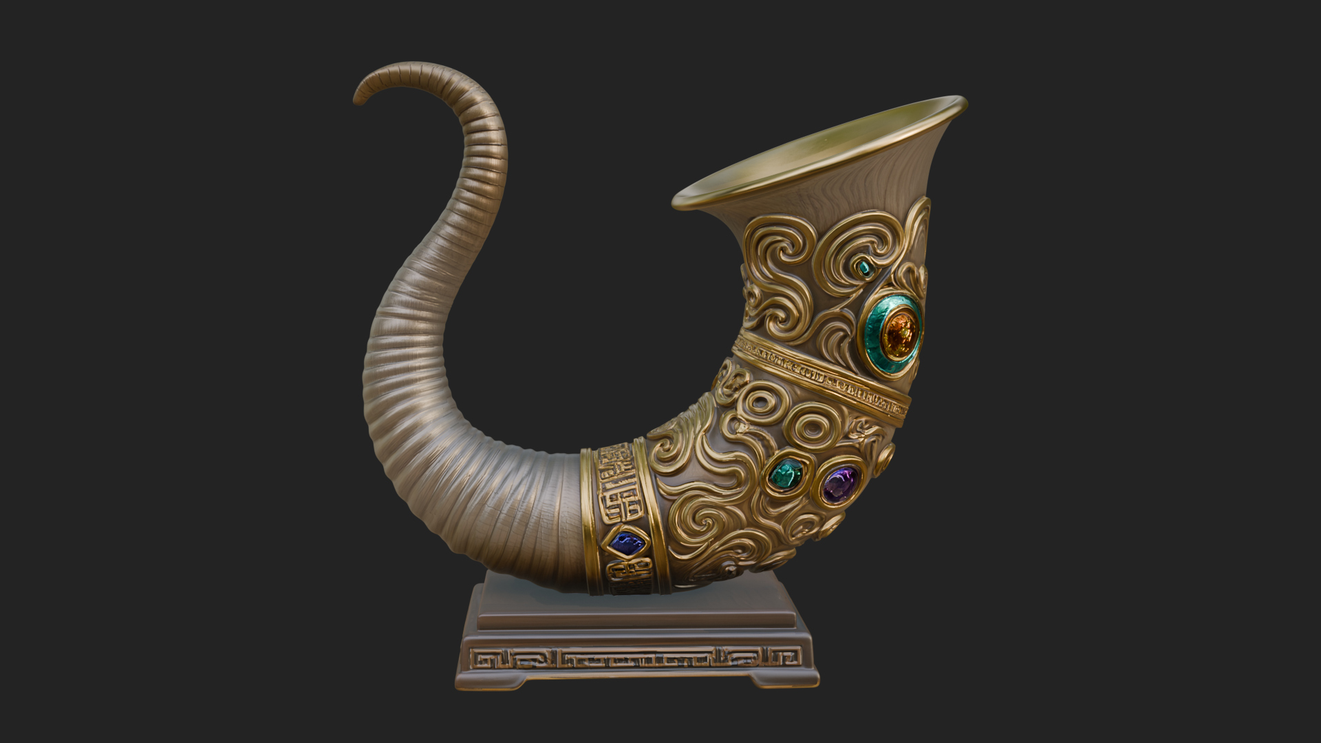 Carved Drinking Horn Model Design 1 3D Print Model 3D Model