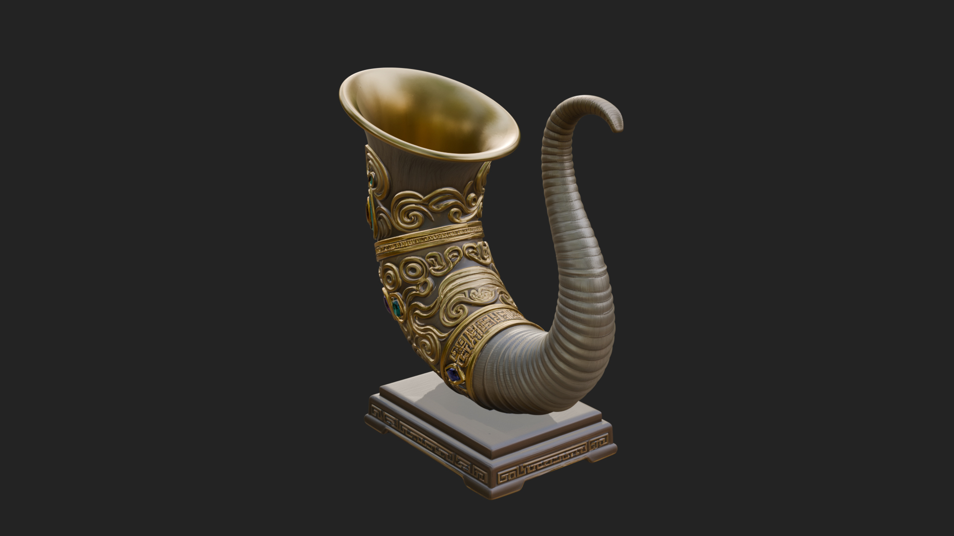 Carved Drinking Horn Model Design 1 3D Print Model 3D Model