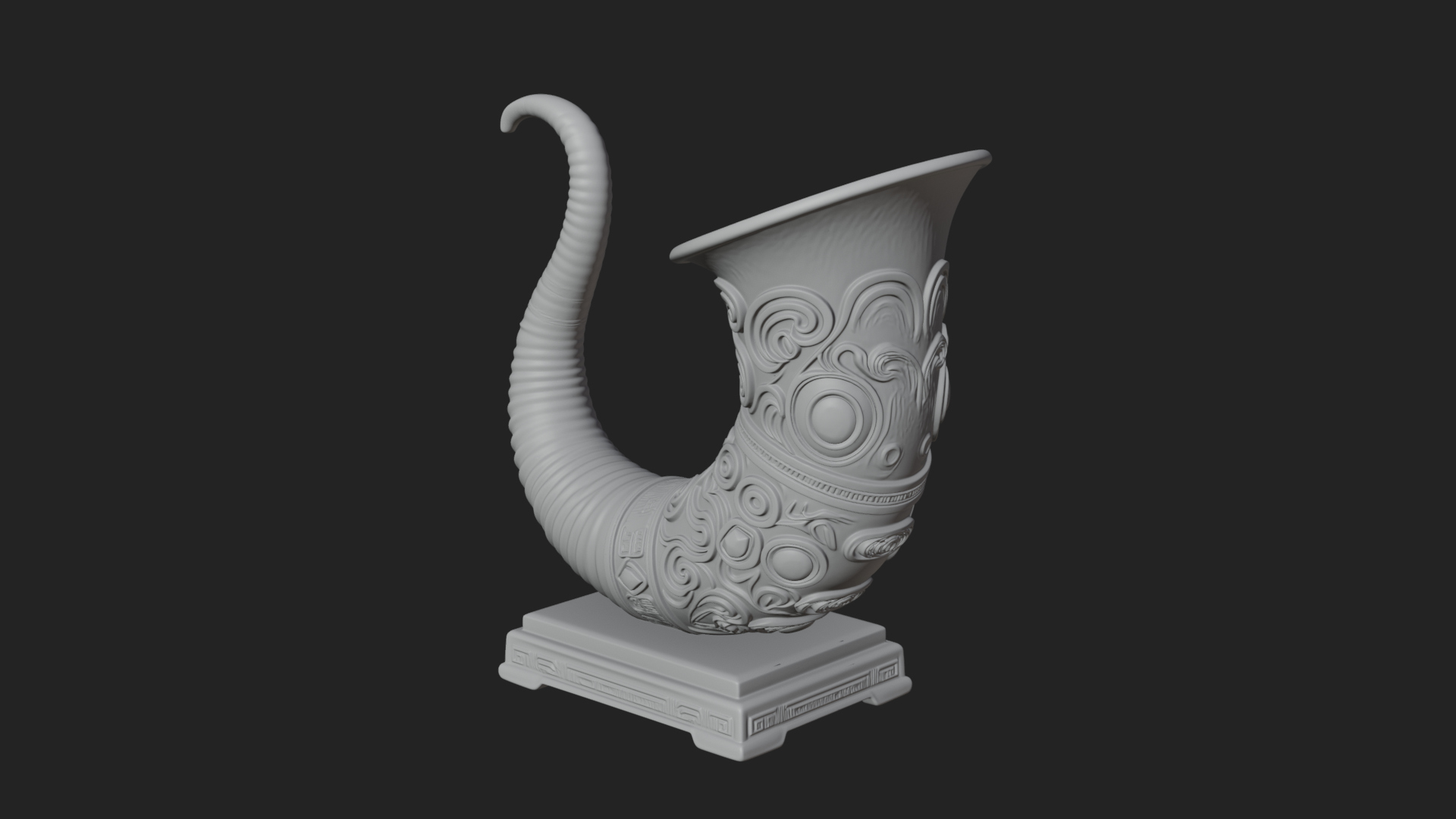 Carved Drinking Horn Model Design 1 3D Print Model 3D Model