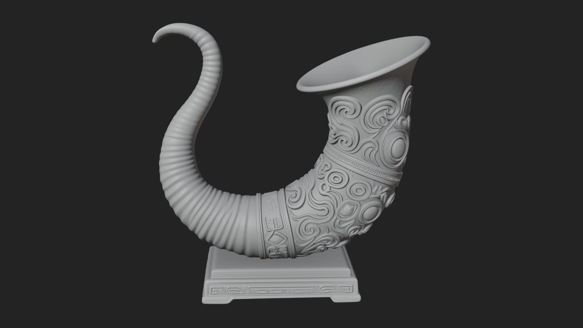 Carved Drinking Horn Model Design 1 3D Print Model 3D Model