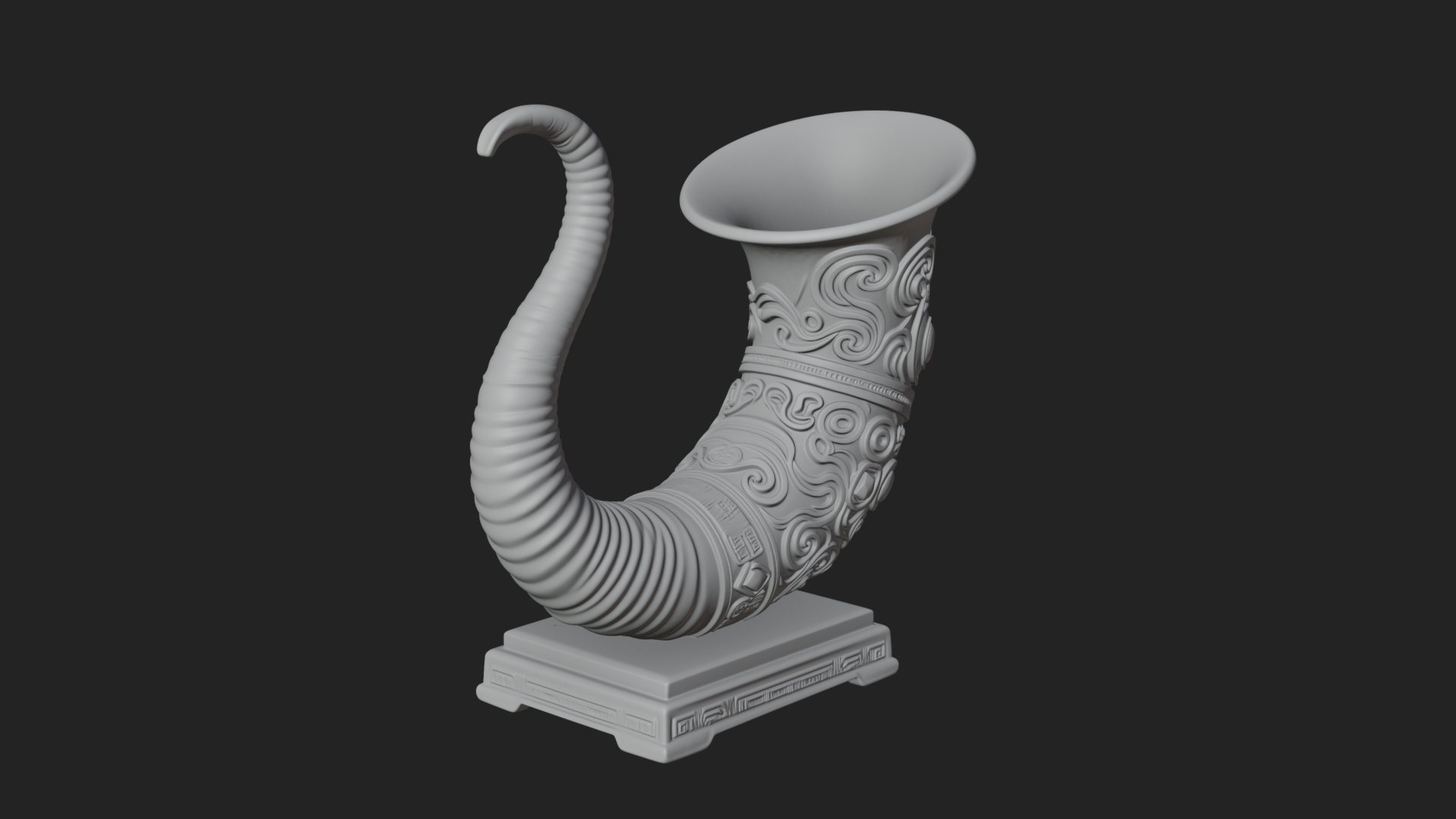Carved Drinking Horn Model Design 1 3D Print Model 3D Model
