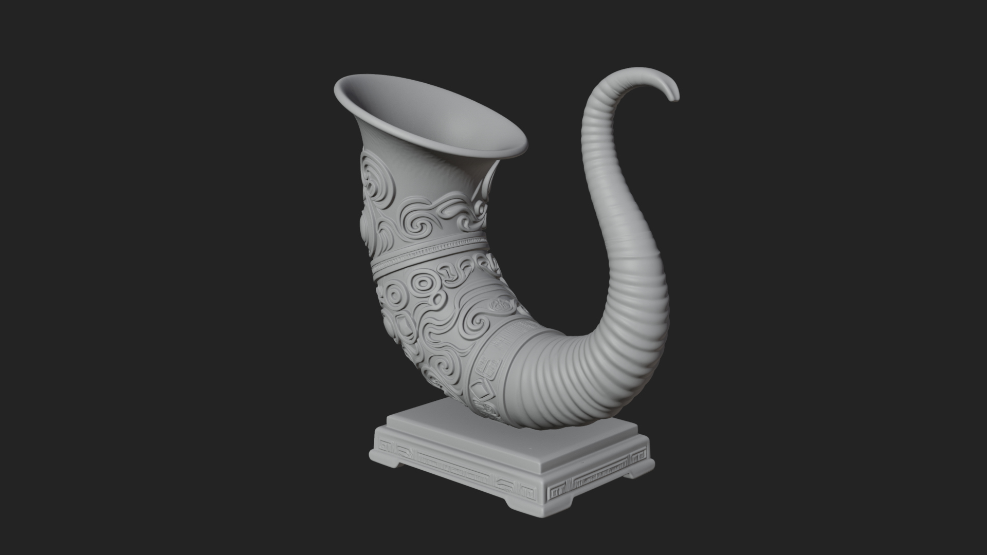 Carved Drinking Horn Model Design 1 3D Print Model 3D Model