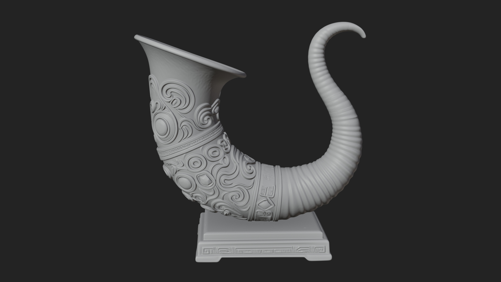 Carved Drinking Horn Model Design 1 3D Print Model 3D Model