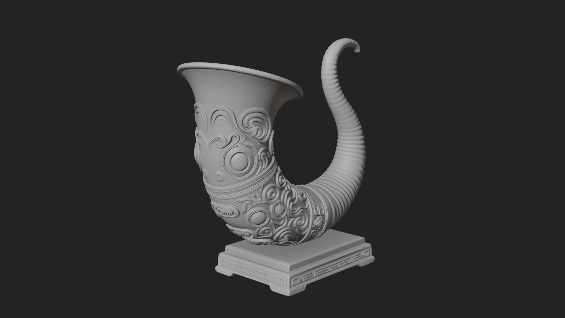 Carved Drinking Horn Model Design 1 3D Print Model 3D Model