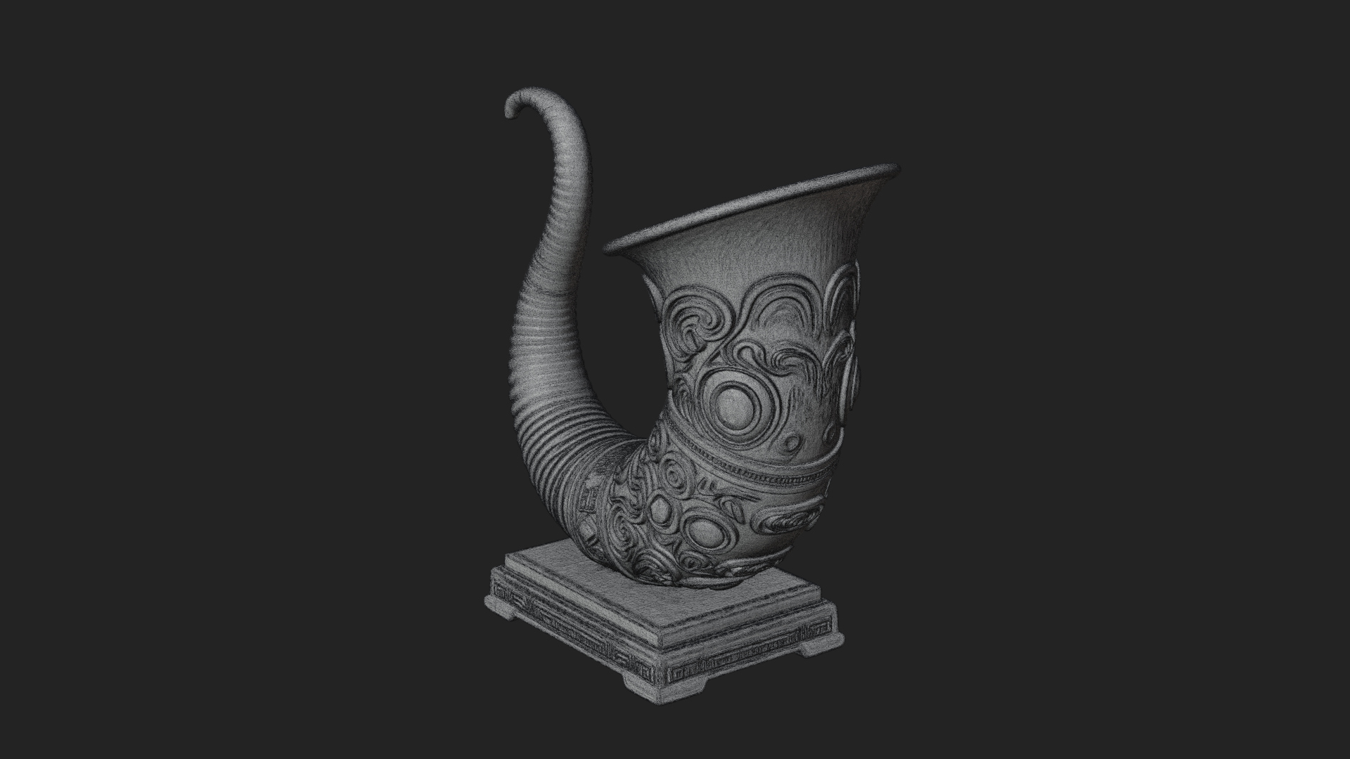 Carved Drinking Horn Model Design 1 3D Print Model 3D Model