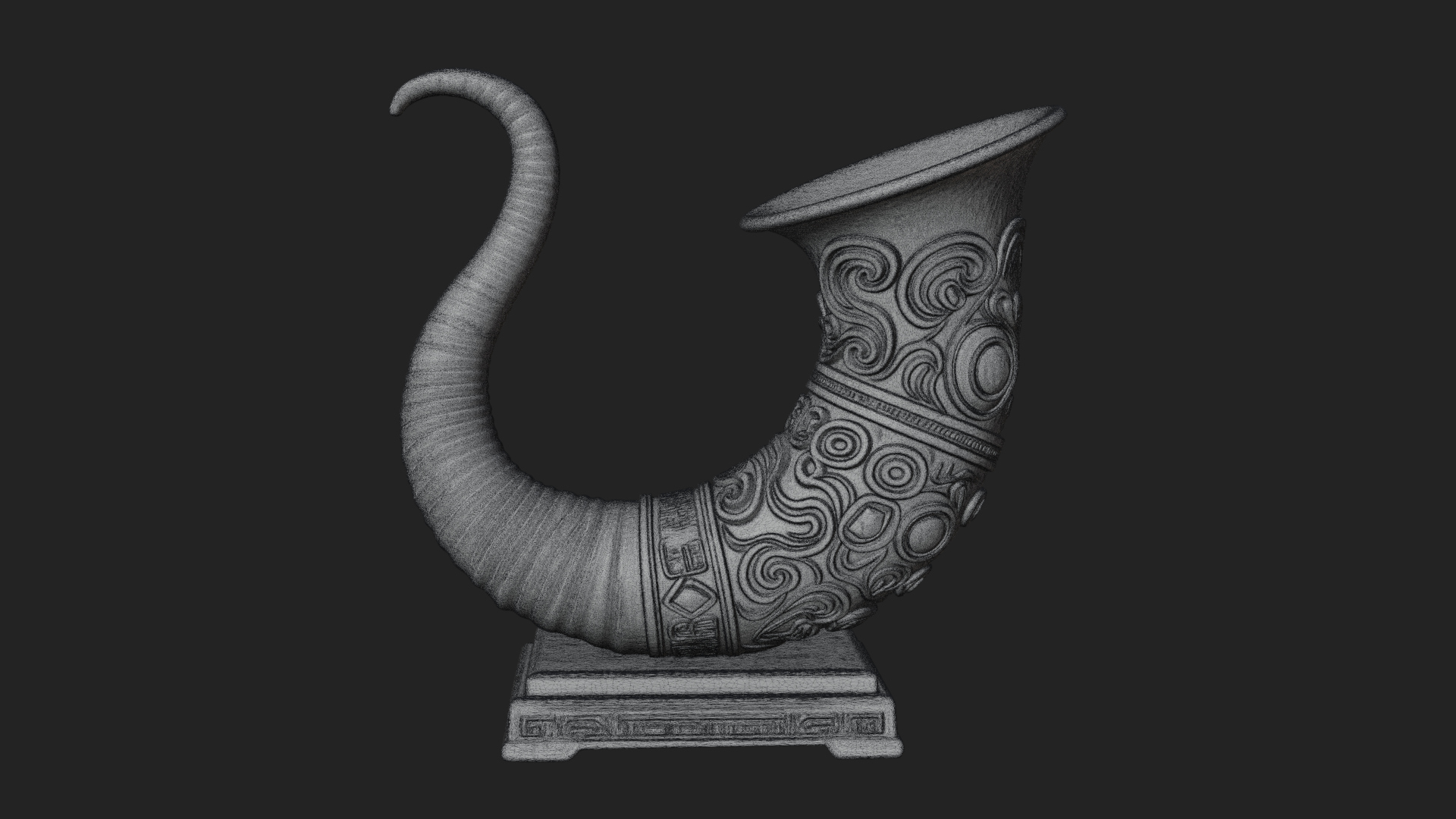 Carved Drinking Horn Model Design 1 3D Print Model 3D Model