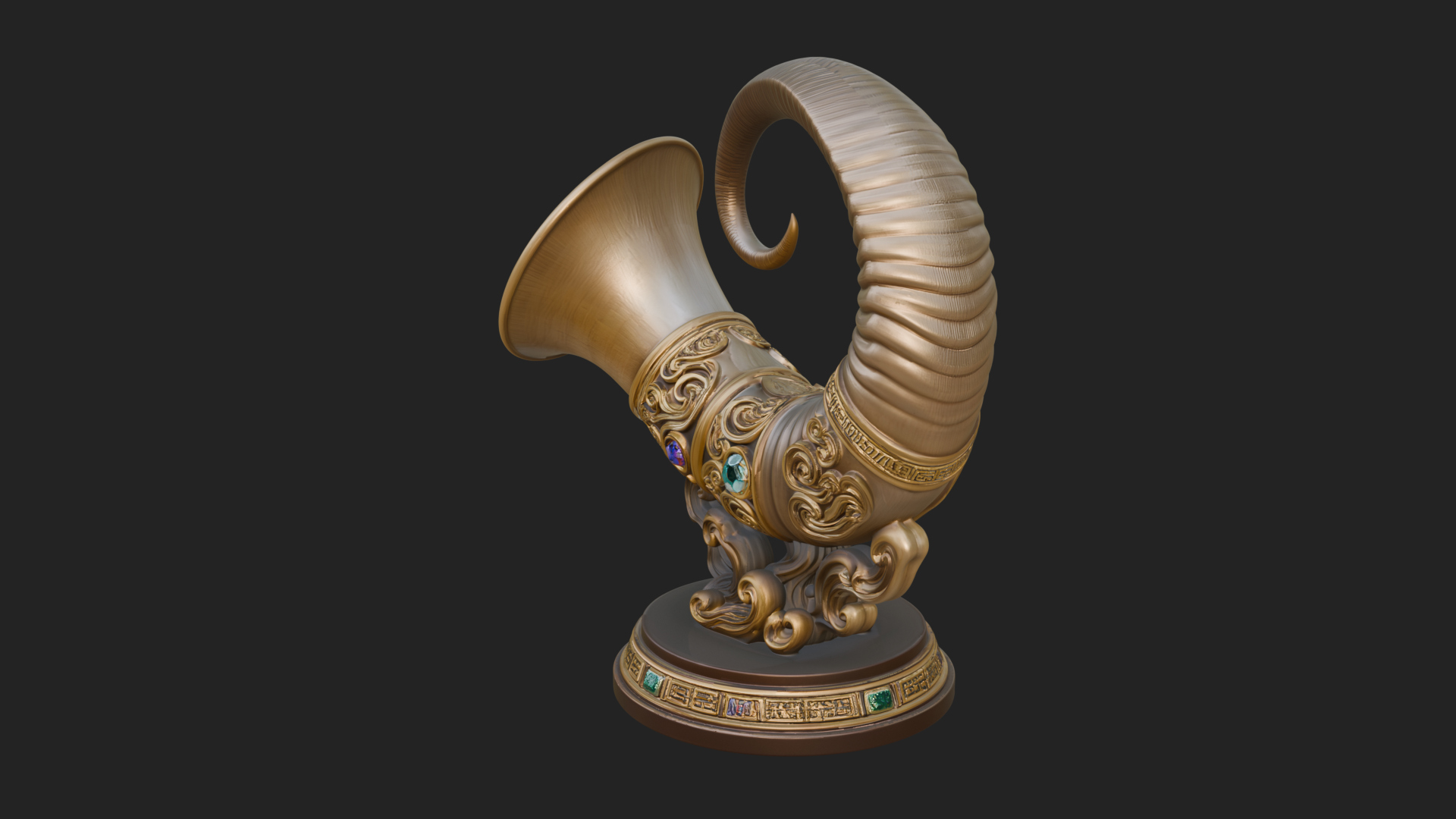 Carved Drinking Horn Model Design 2 3D Print Model 3D Model