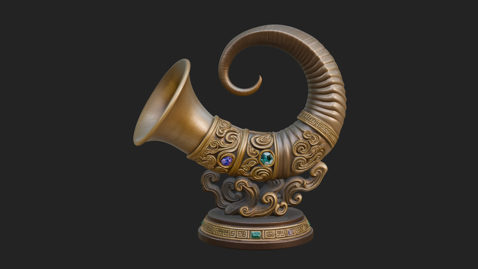 Carved Drinking Horn Model Design 2 3D Print Model 3D Model