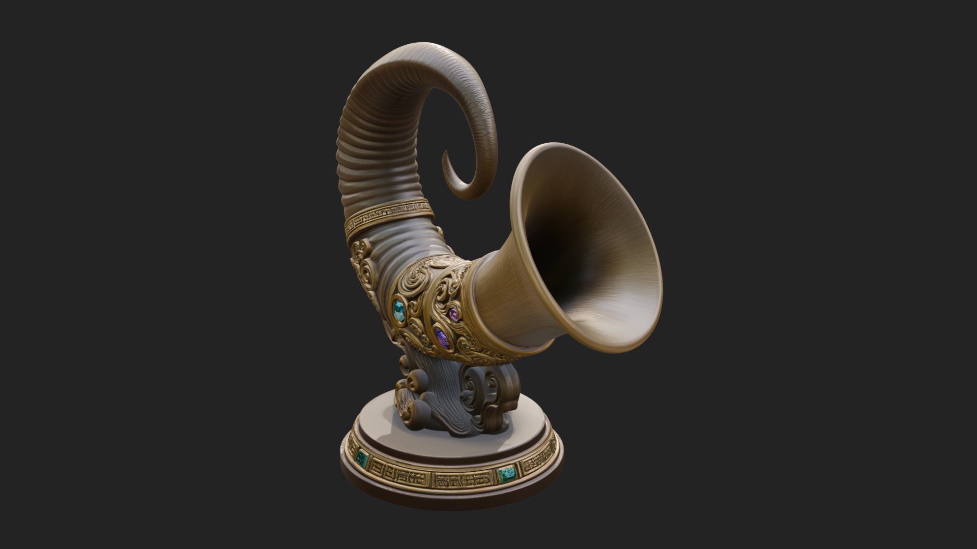 Carved Drinking Horn Model Design 2 3D Print Model 3D Model