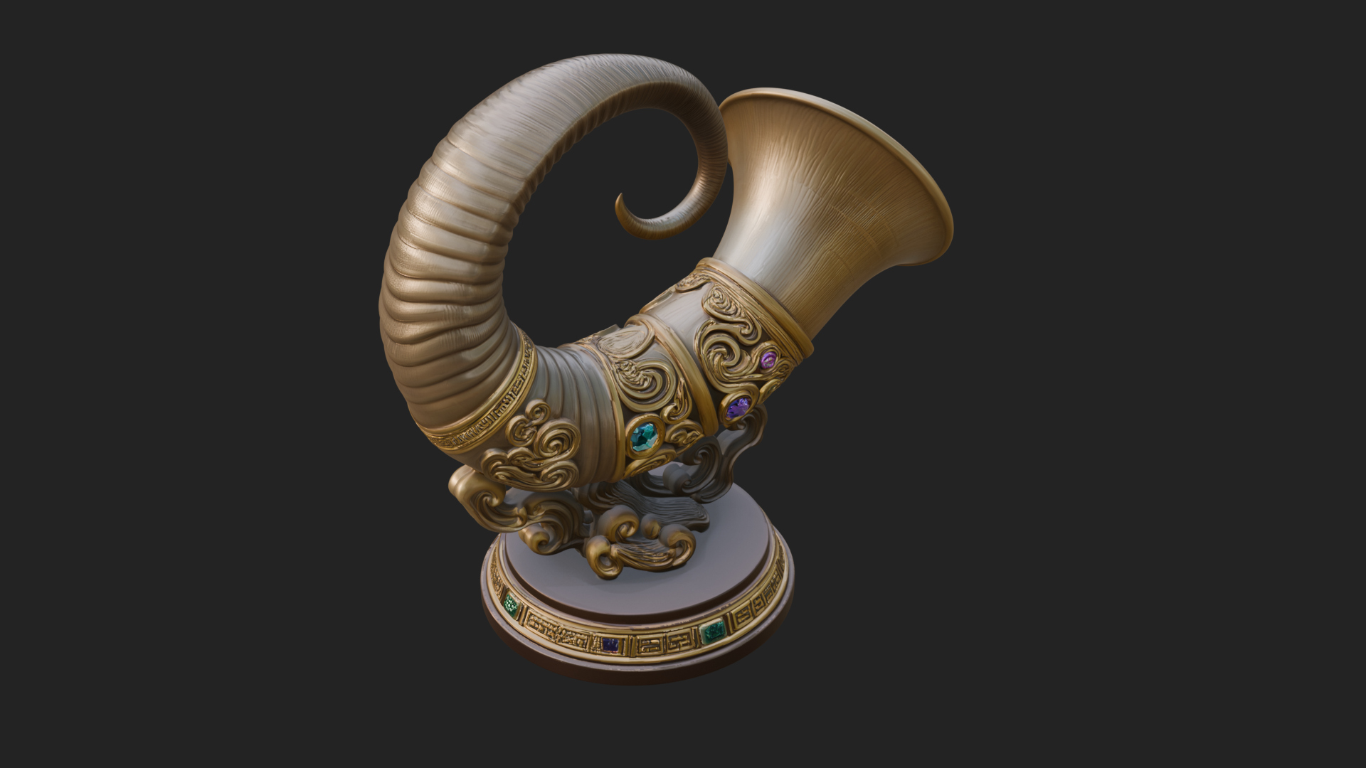 Carved Drinking Horn Model Design 2 3D Print Model 3D Model