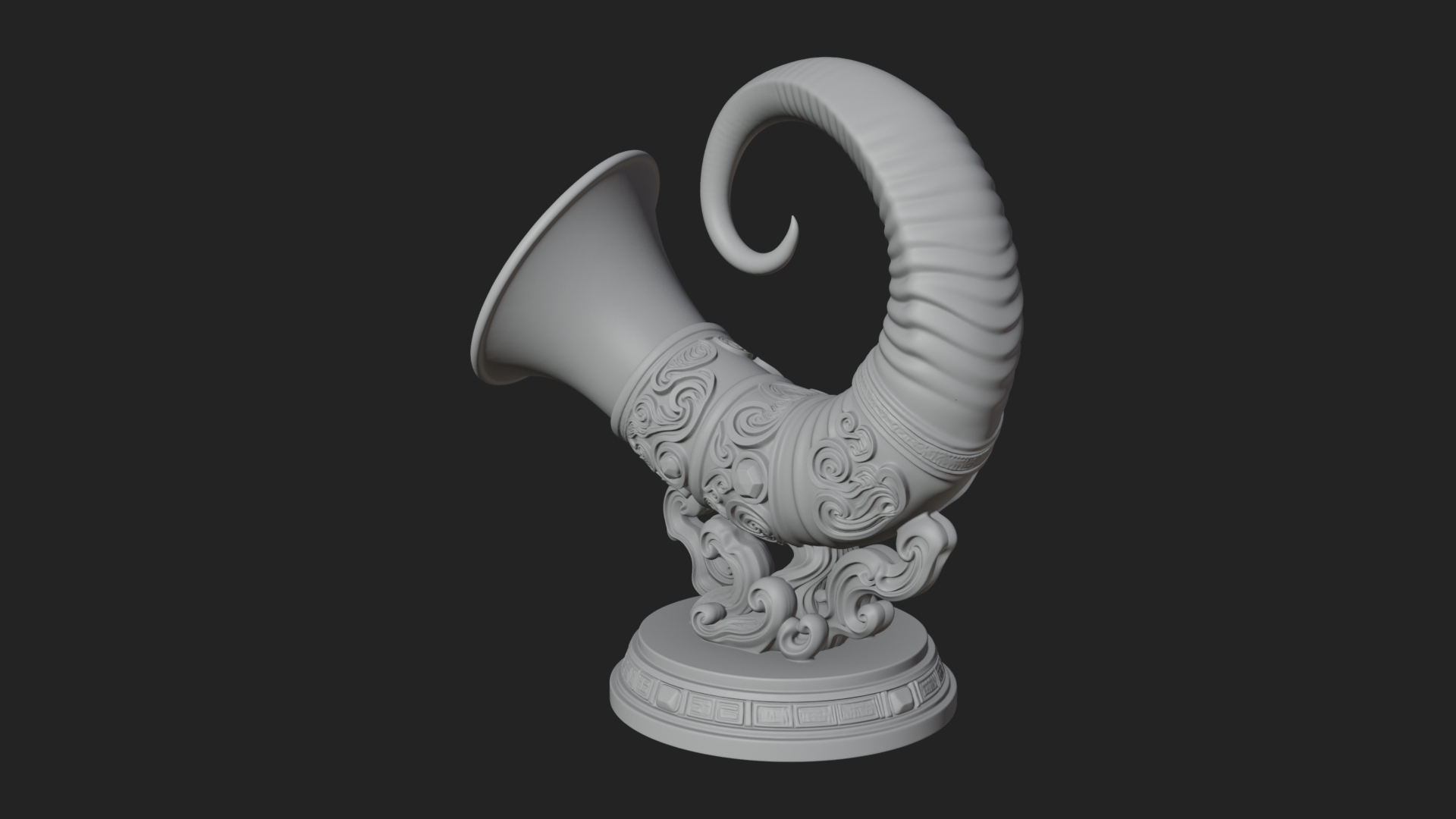 Carved Drinking Horn Model Design 2 3D Print Model 3D Model