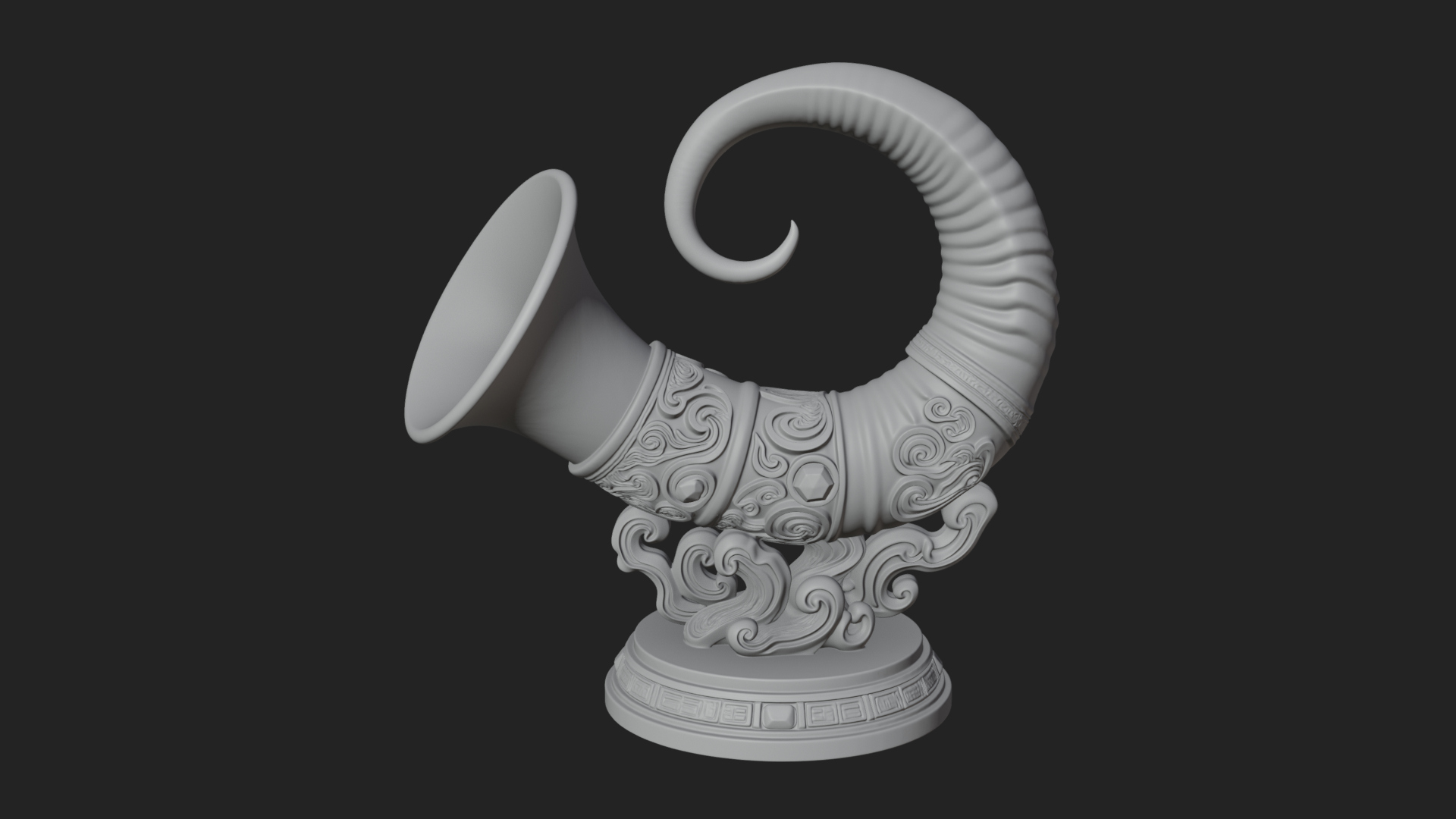 Carved Drinking Horn Model Design 2 3D Print Model 3D Model