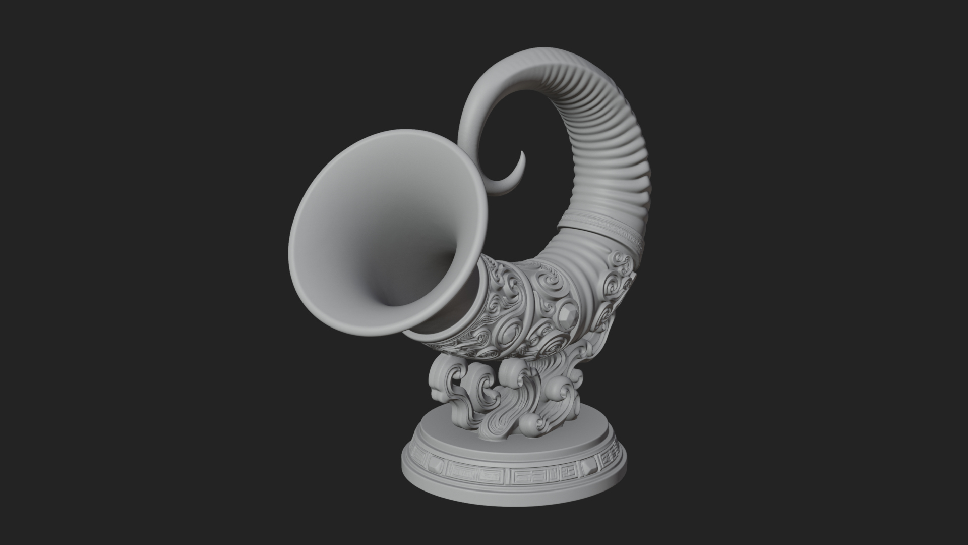 Carved Drinking Horn Model Design 2 3D Print Model 3D Model