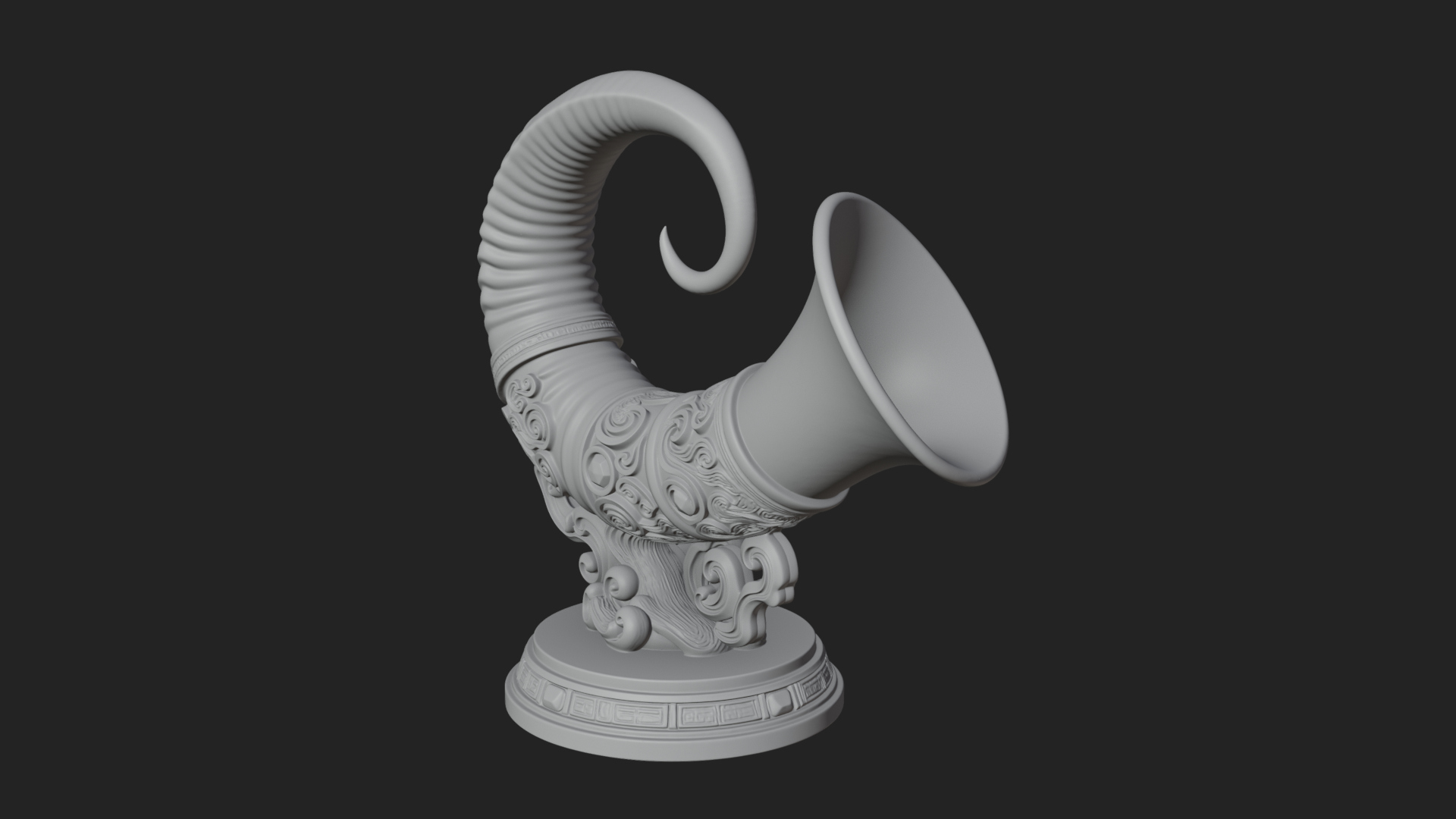 Carved Drinking Horn Model Design 2 3D Print Model 3D Model