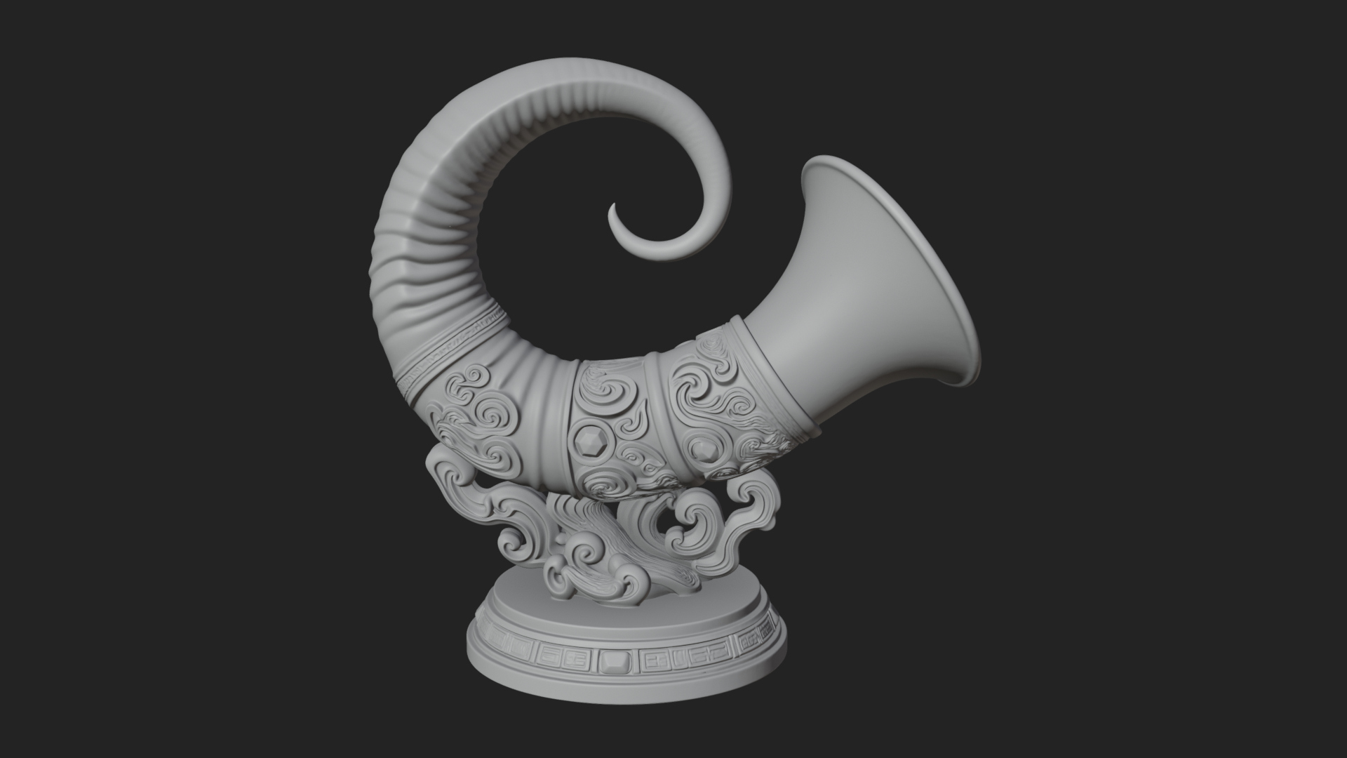 Carved Drinking Horn Model Design 2 3D Print Model 3D Model
