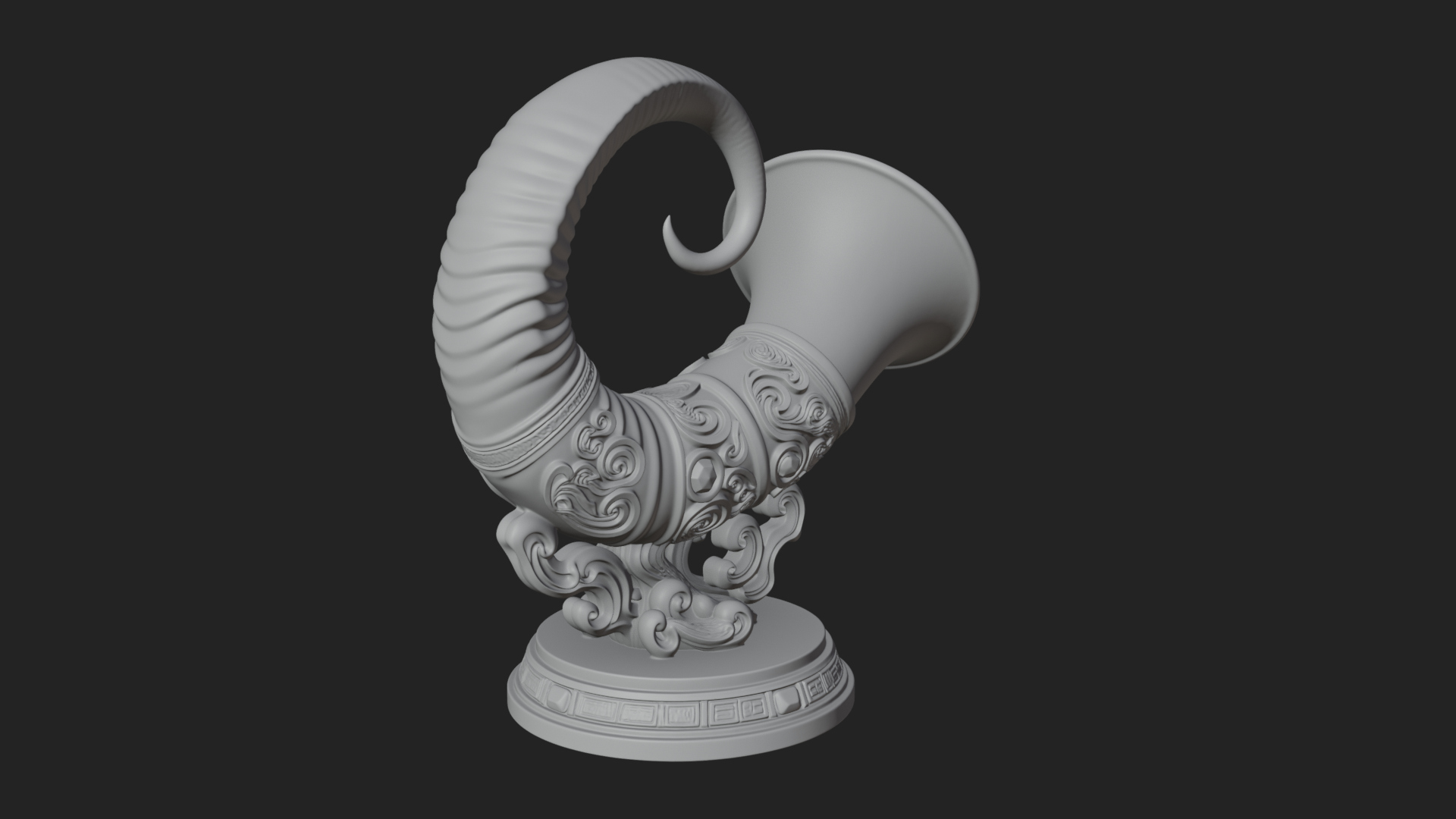 Carved Drinking Horn Model Design 2 3D Print Model 3D Model