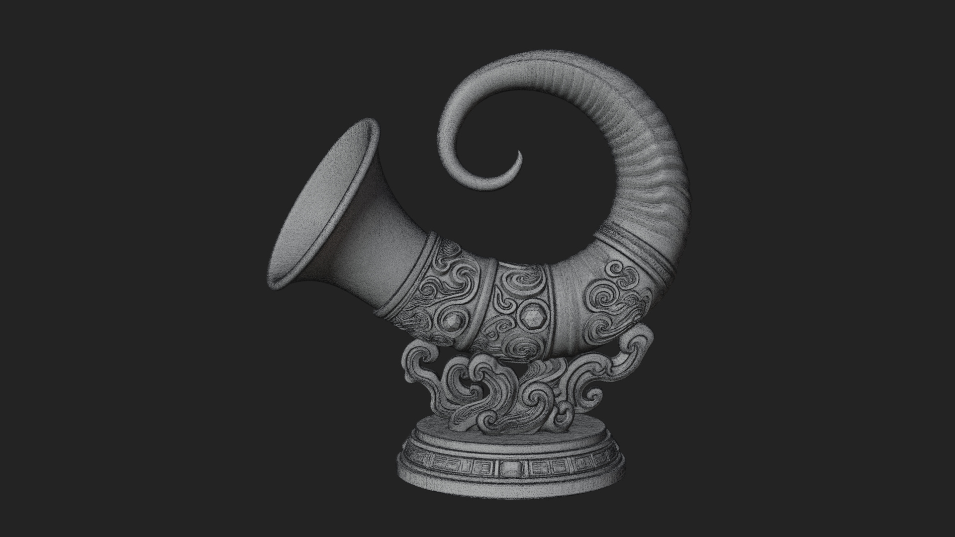 Carved Drinking Horn Model Design 2 3D Print Model 3D Model