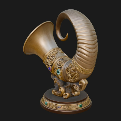Carved Drinking Horn Model Design 2 3D Print Model