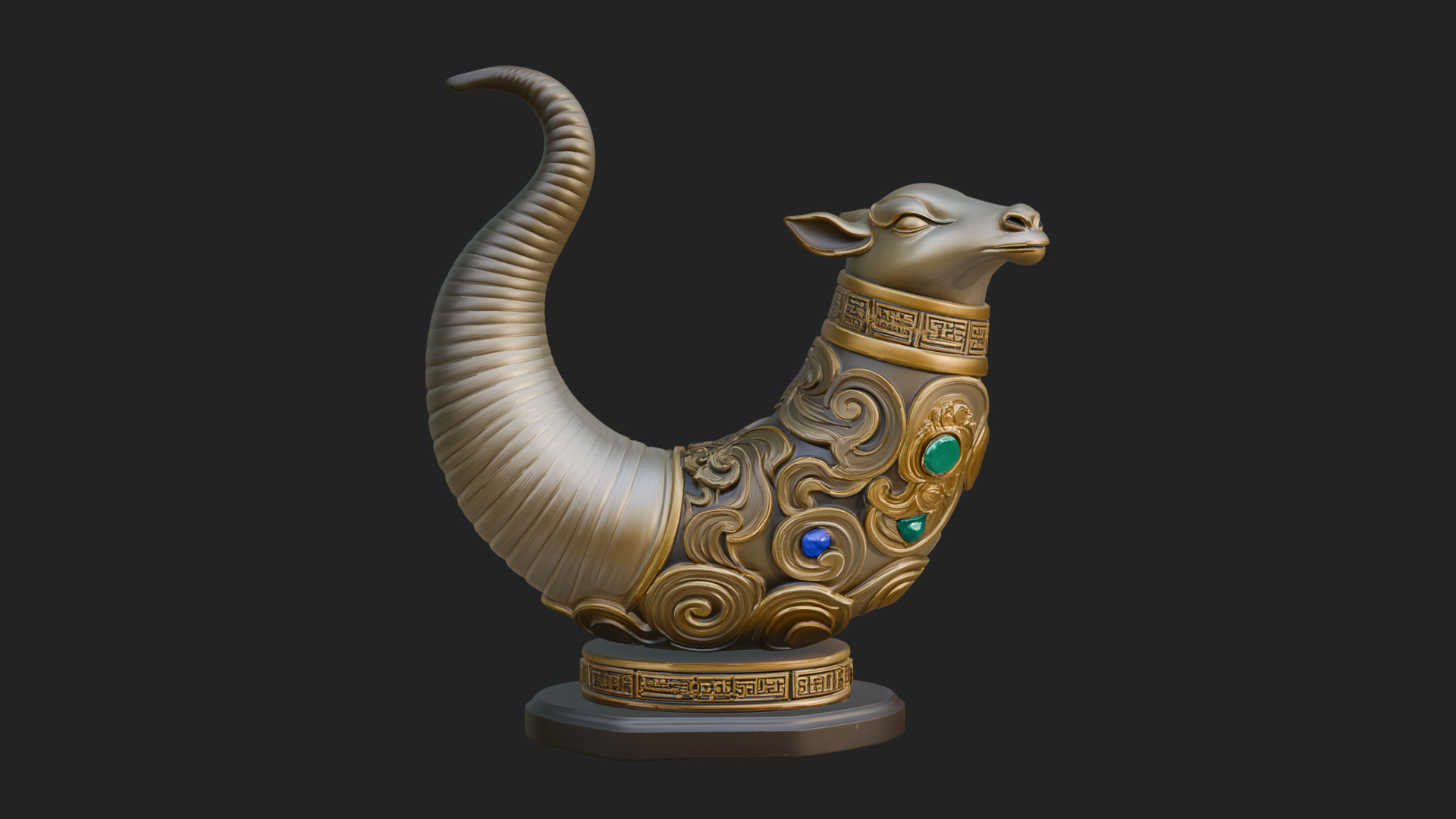 Carved Drinking Horn Model Design 3 3D Print Model 3D Model