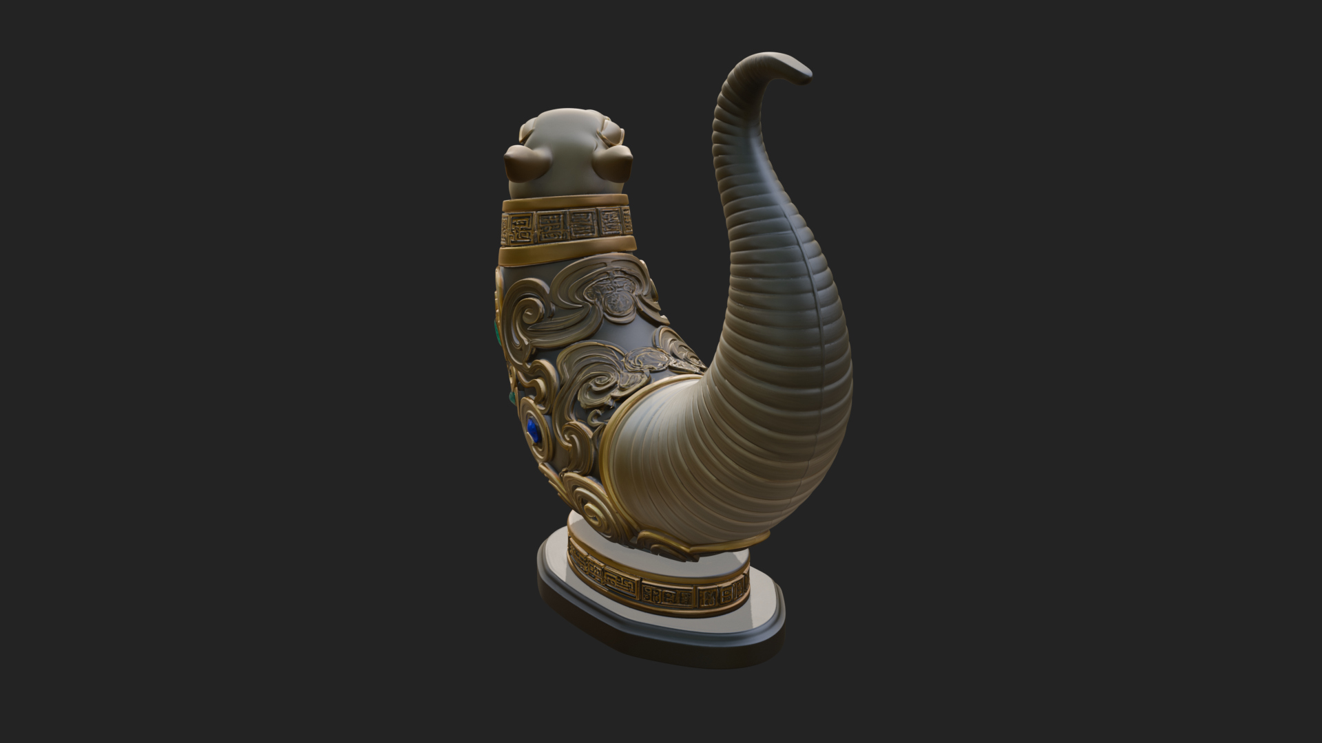 Carved Drinking Horn Model Design 3 3D Print Model 3D Model