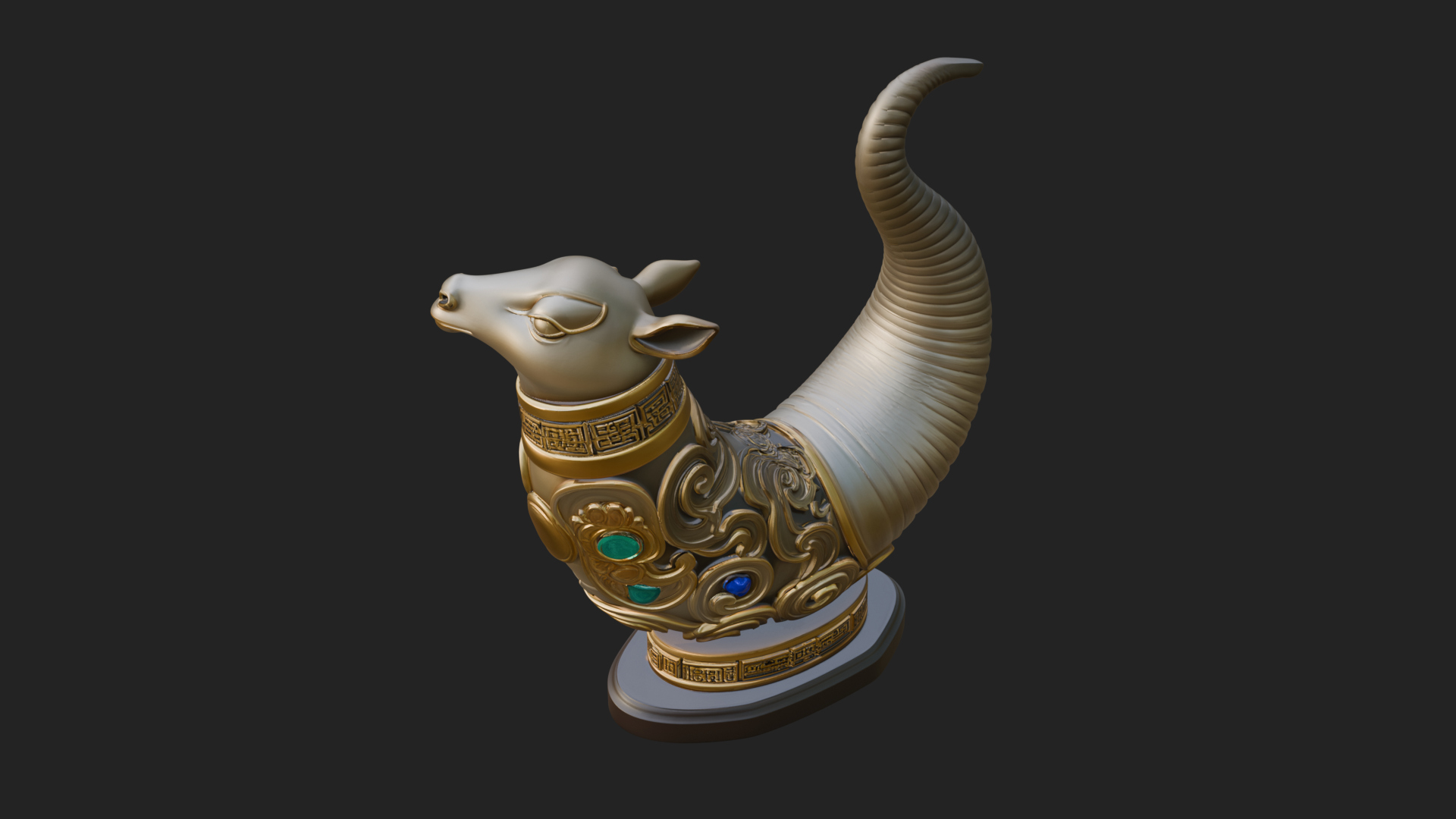Carved Drinking Horn Model Design 3 3D Print Model 3D Model
