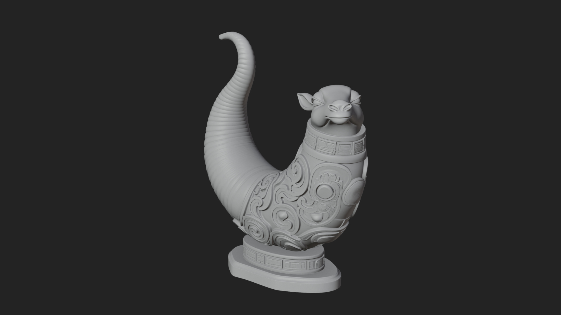 Carved Drinking Horn Model Design 3 3D Print Model 3D Model