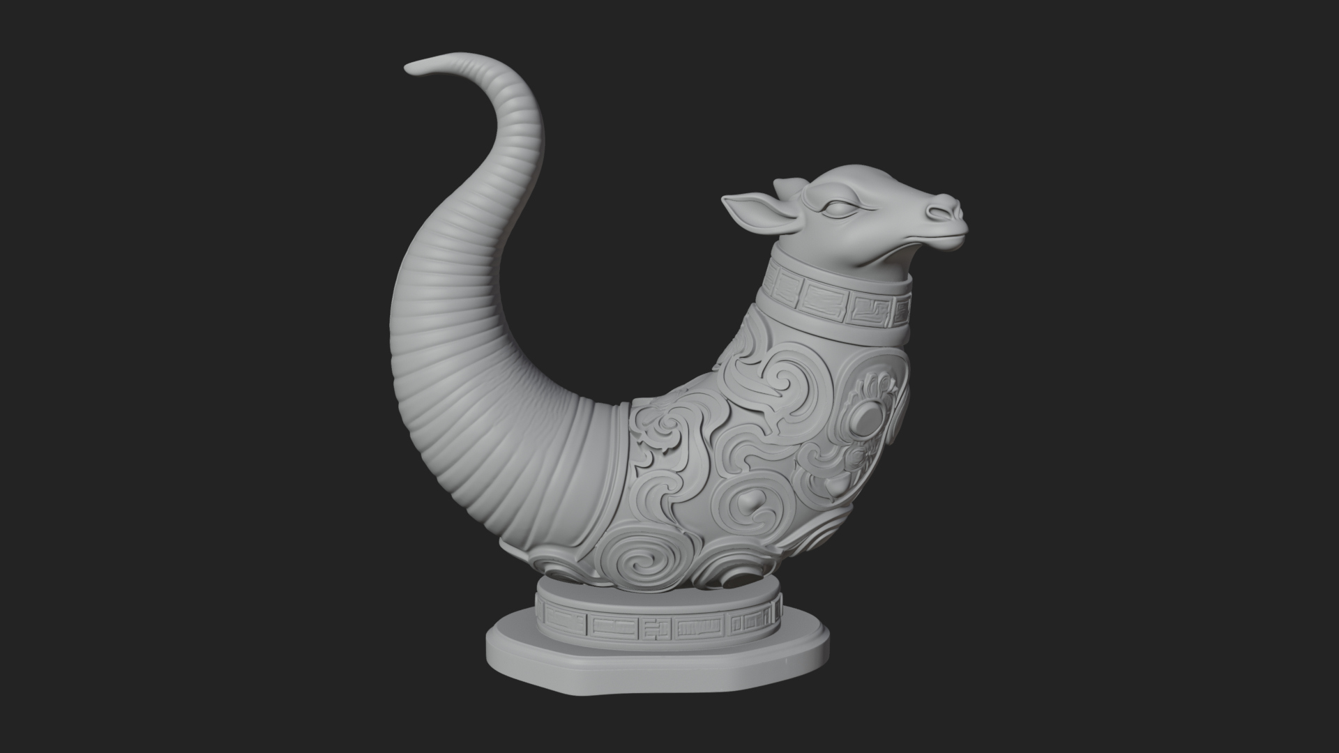 Carved Drinking Horn Model Design 3 3D Print Model 3D Model