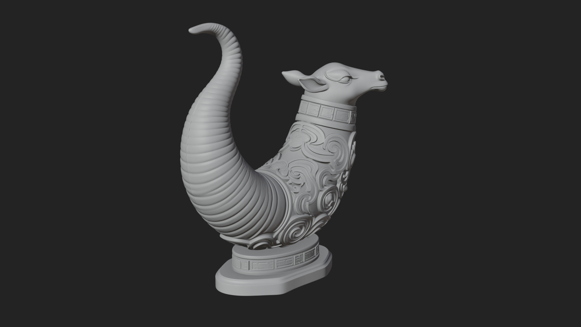 Carved Drinking Horn Model Design 3 3D Print Model 3D Model