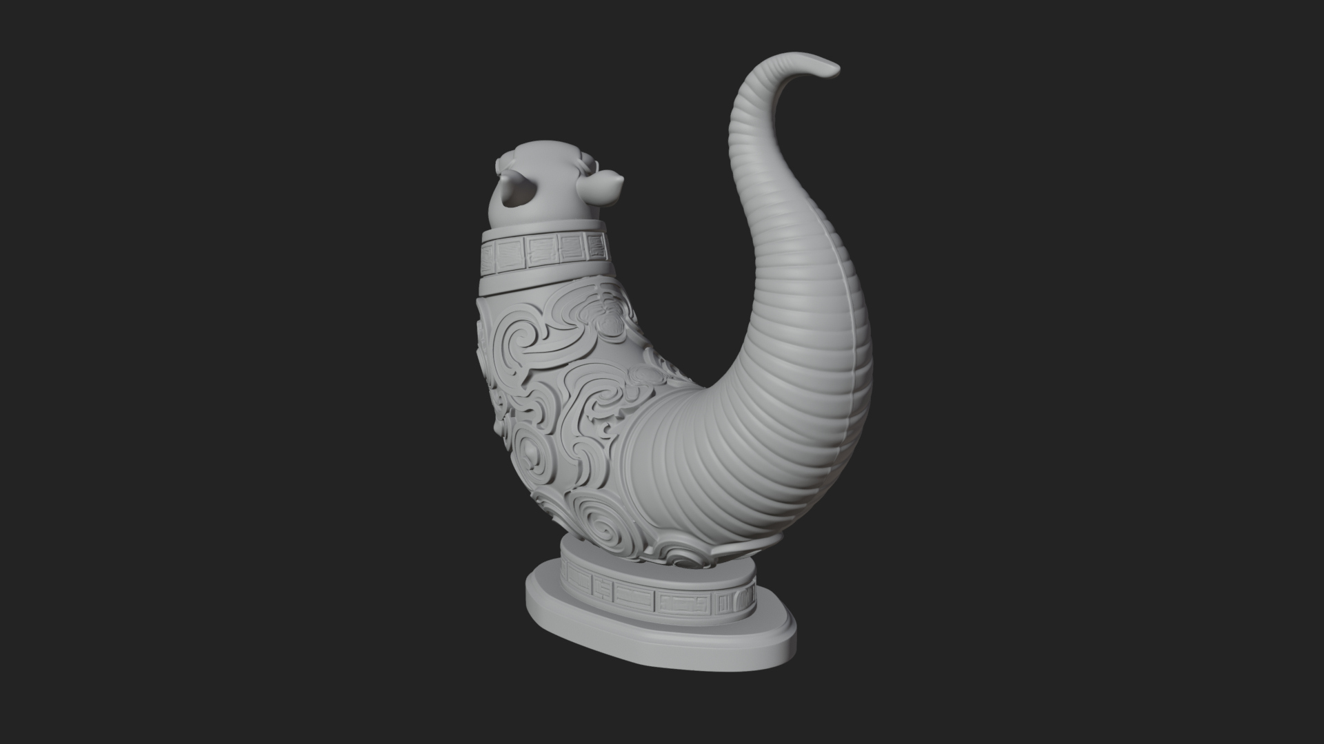 Carved Drinking Horn Model Design 3 3D Print Model 3D Model