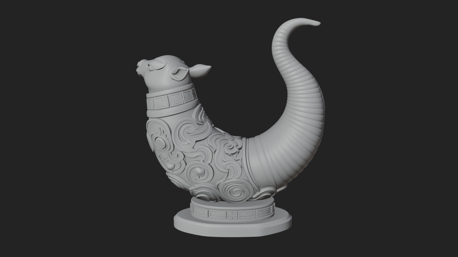 Carved Drinking Horn Model Design 3 3D Print Model 3D Model