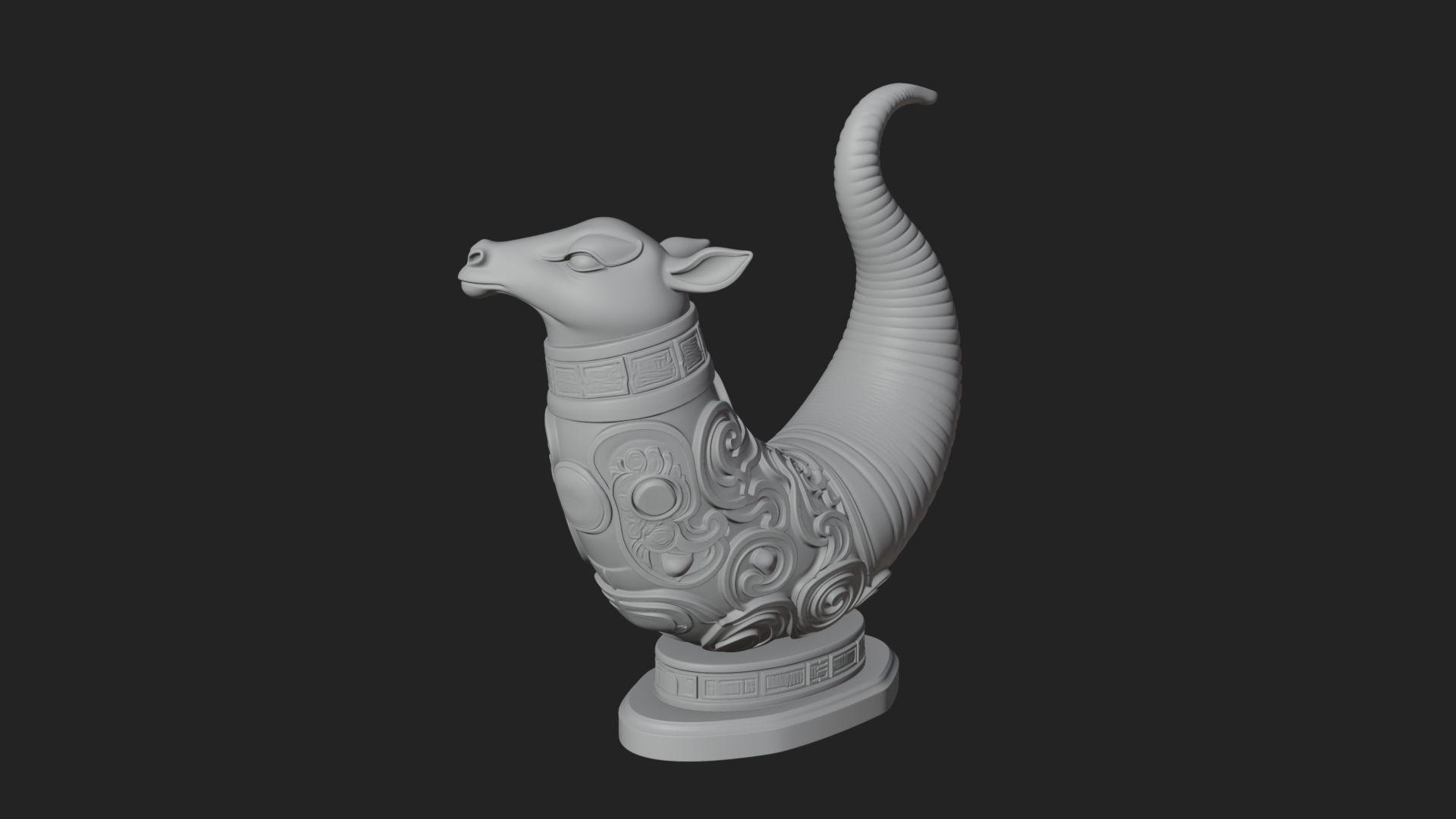 Carved Drinking Horn Model Design 3 3D Print Model 3D Model