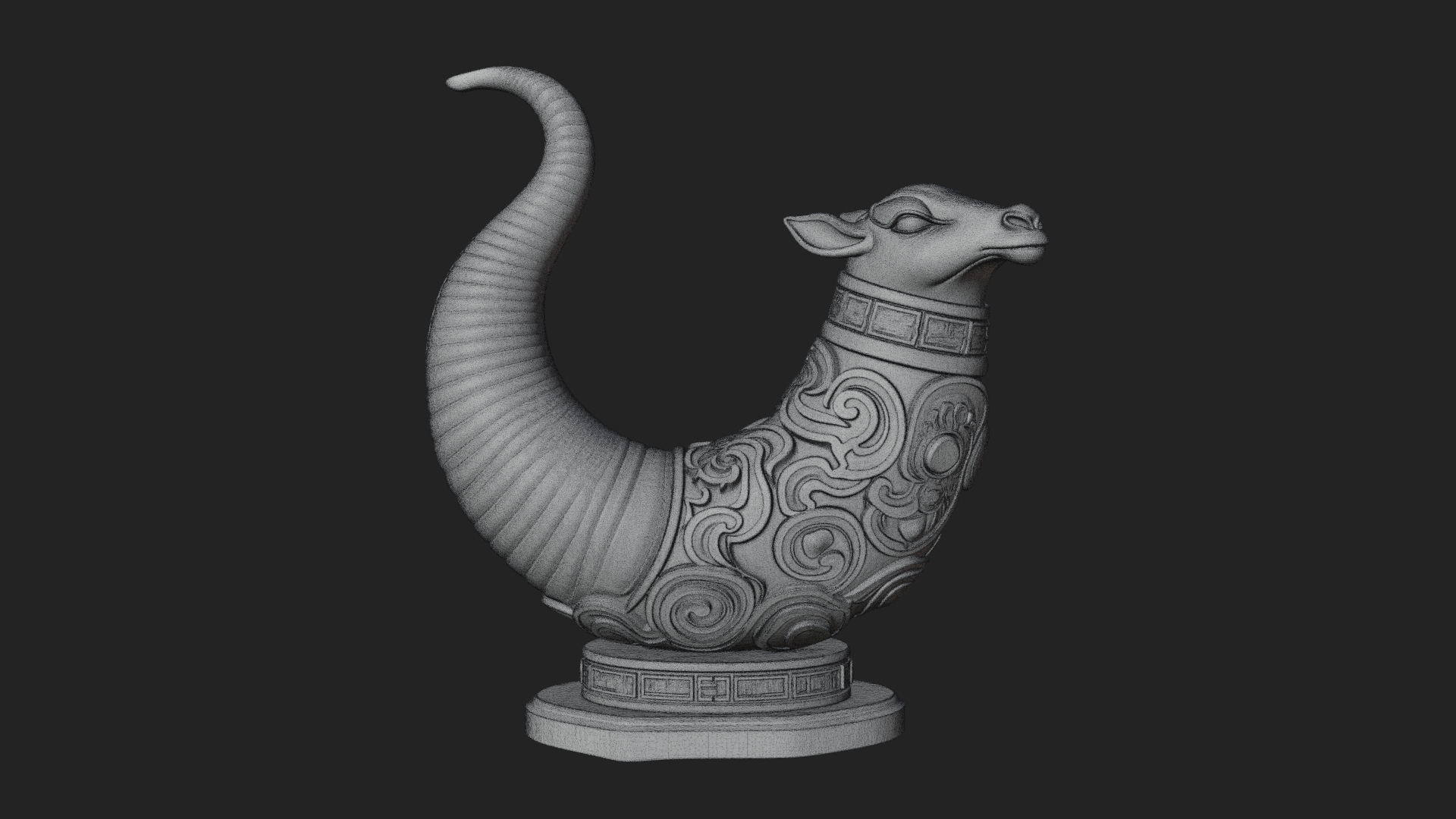 Carved Drinking Horn Model Design 3 3D Print Model 3D Model