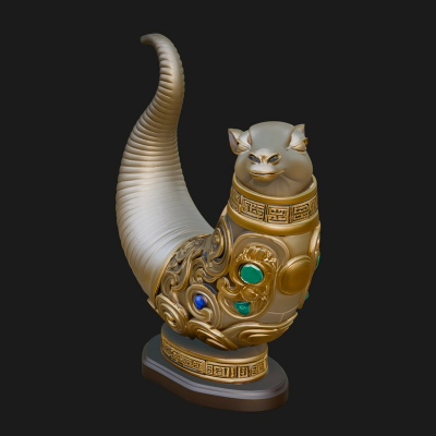 Carved Drinking Horn Model Design 3 3D Print Model