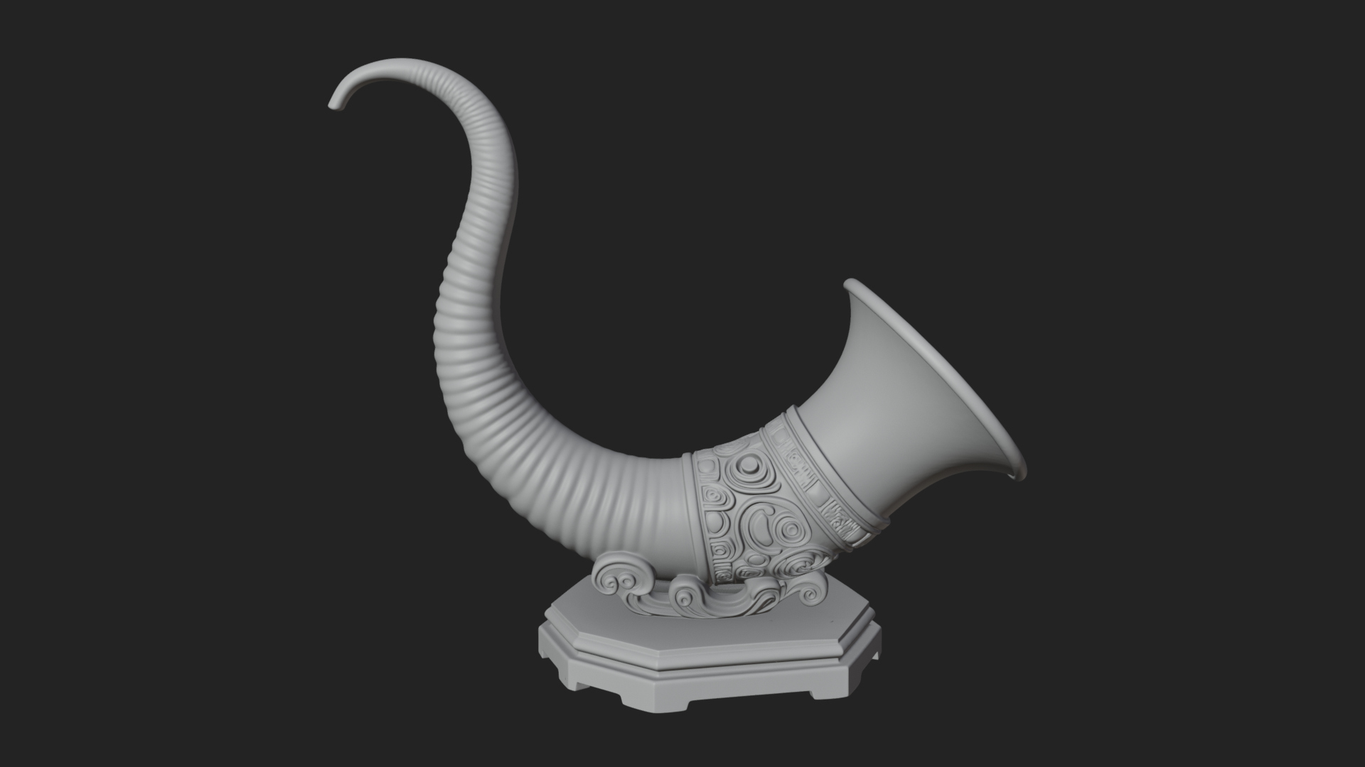 Carved Drinking Horn Model Design 4 3D Print Model 3D Model
