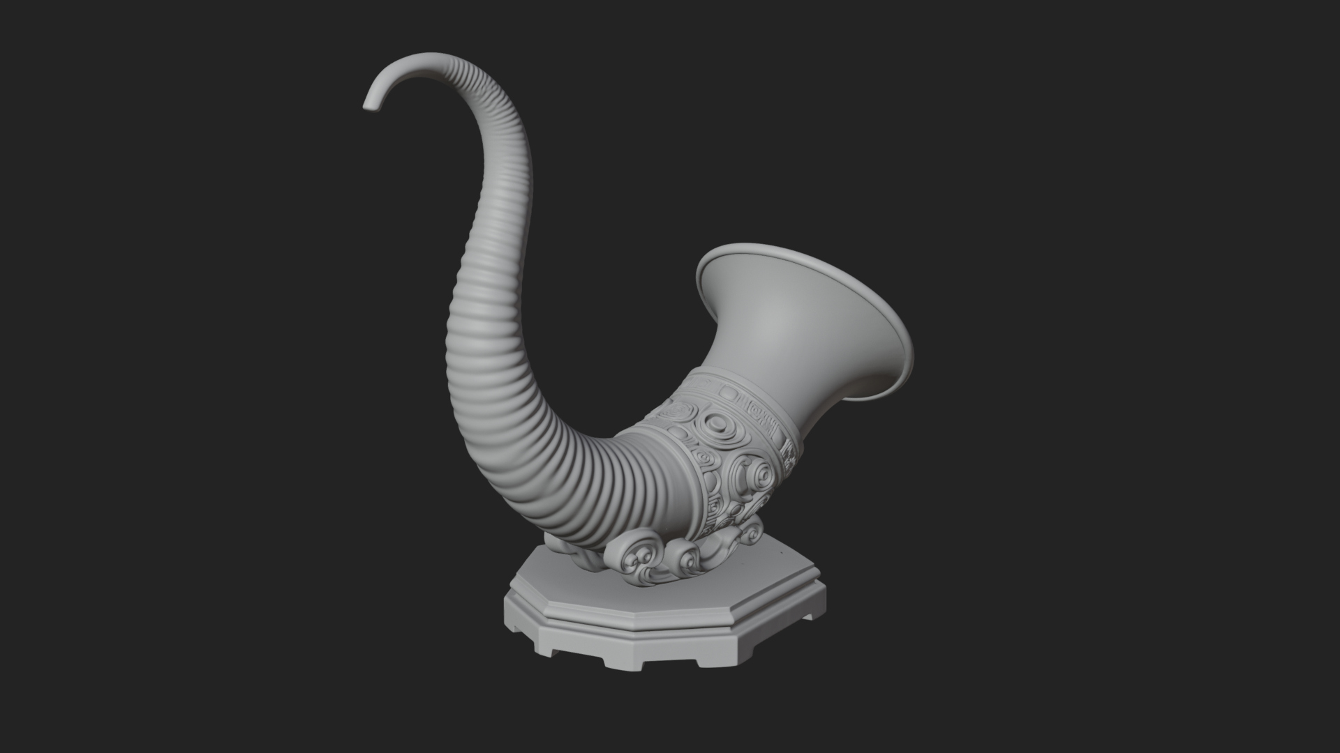 Carved Drinking Horn Model Design 4 3D Print Model 3D Model