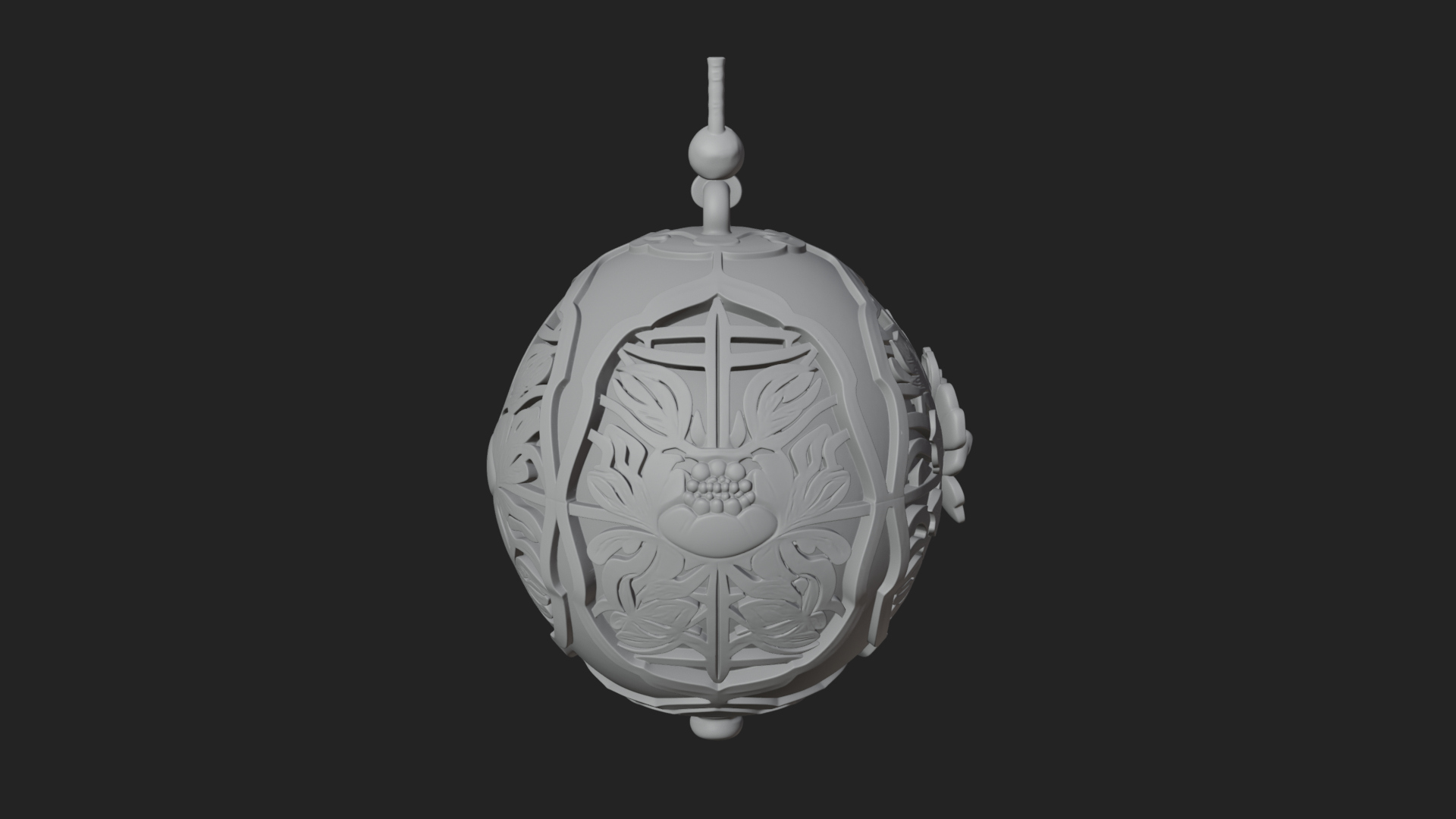 Carved Egg Bauble Ornament Design 1 3D Print Model 3D Model