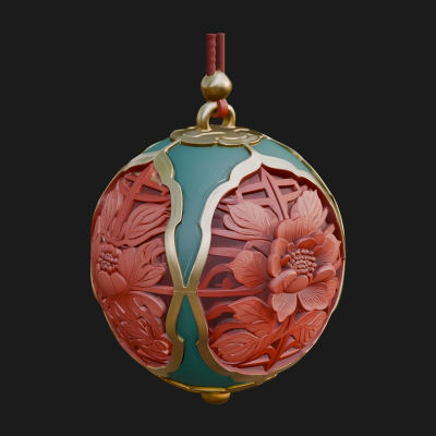 Carved Egg Bauble Ornament Design 1 3D Print Model