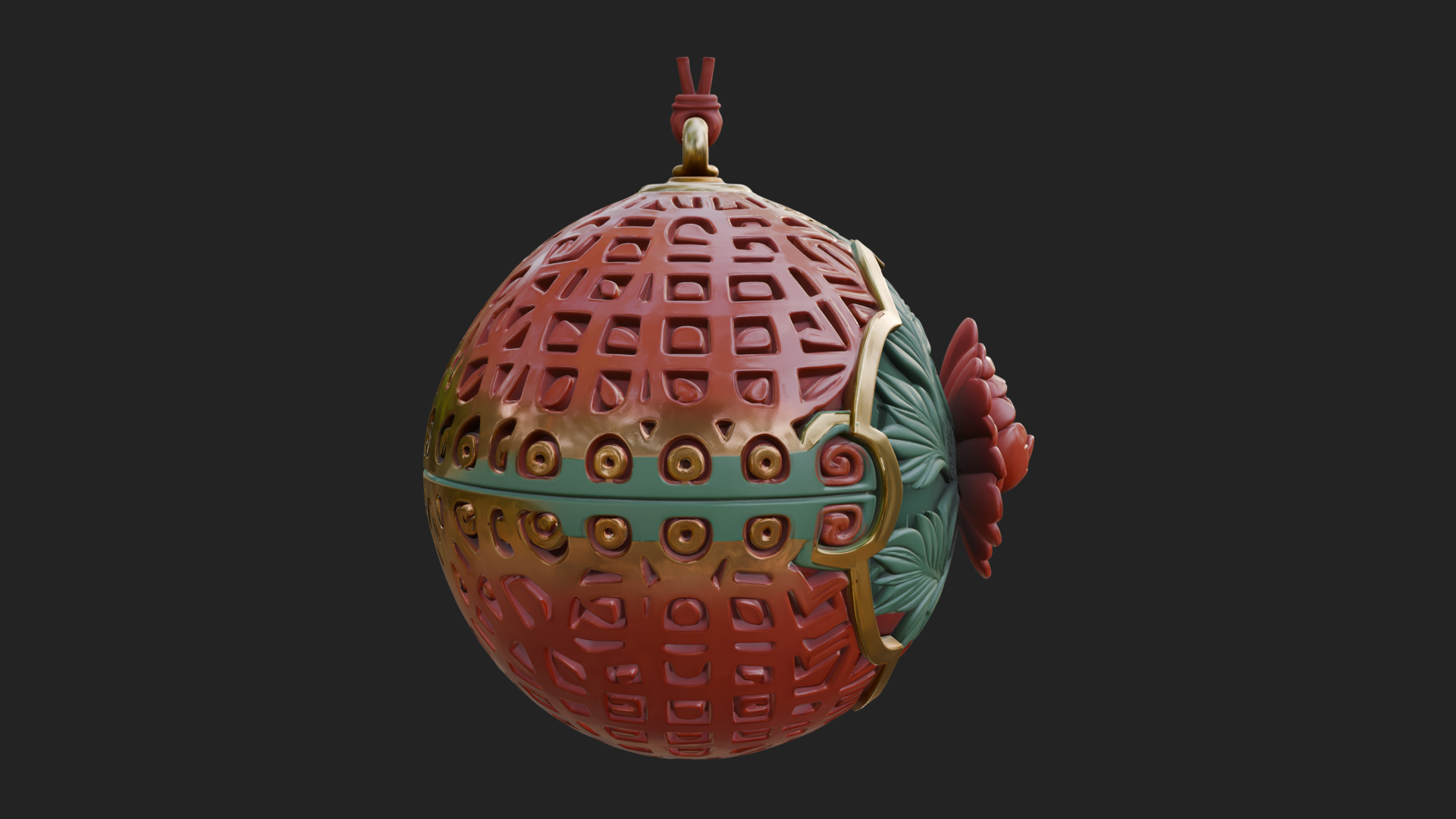 Carved Egg Bauble Ornament Design 2 3D Print Model 3D Model