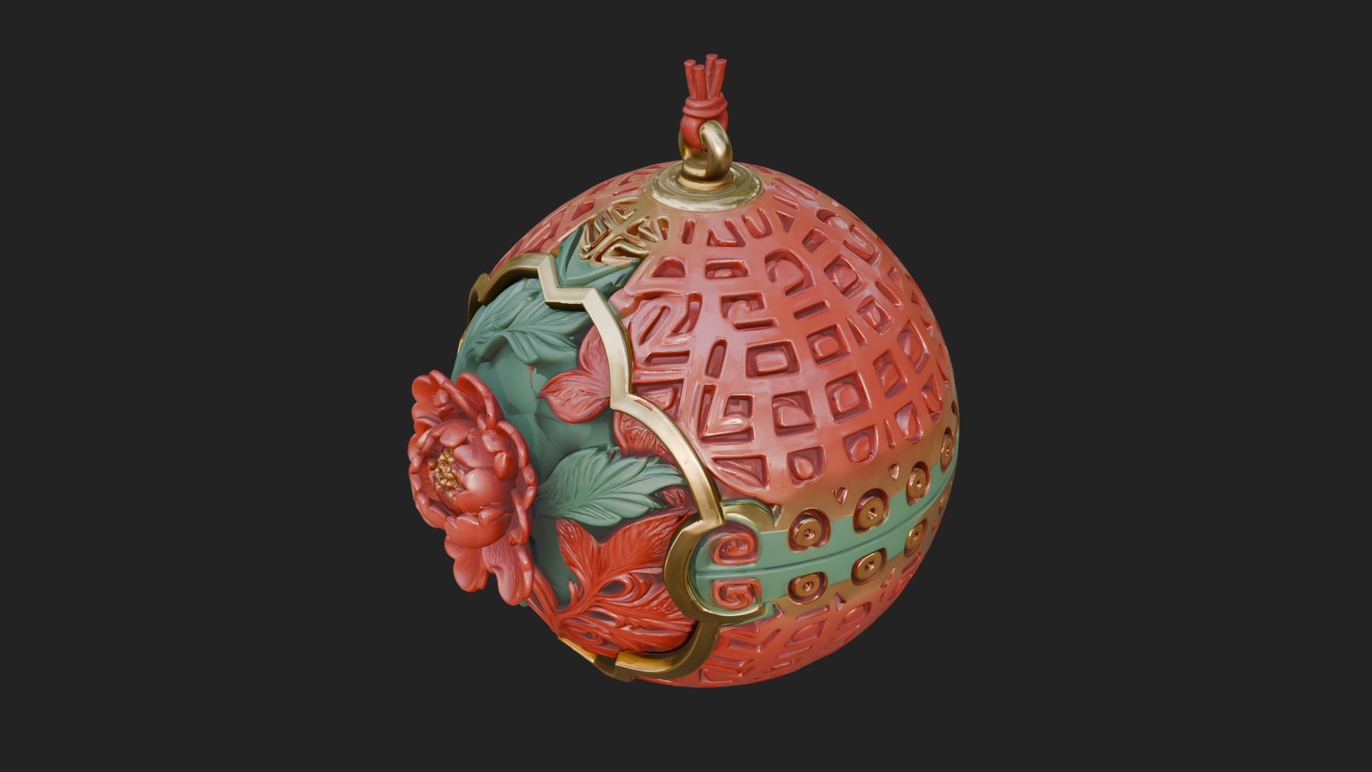 Carved Egg Bauble Ornament Design 2 3D Print Model 3D Model