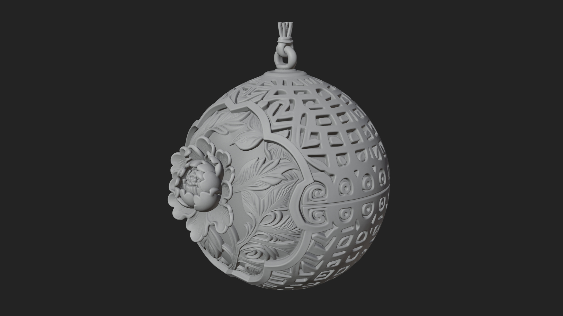 Carved Egg Bauble Ornament Design 2 3D Print Model 3D Model